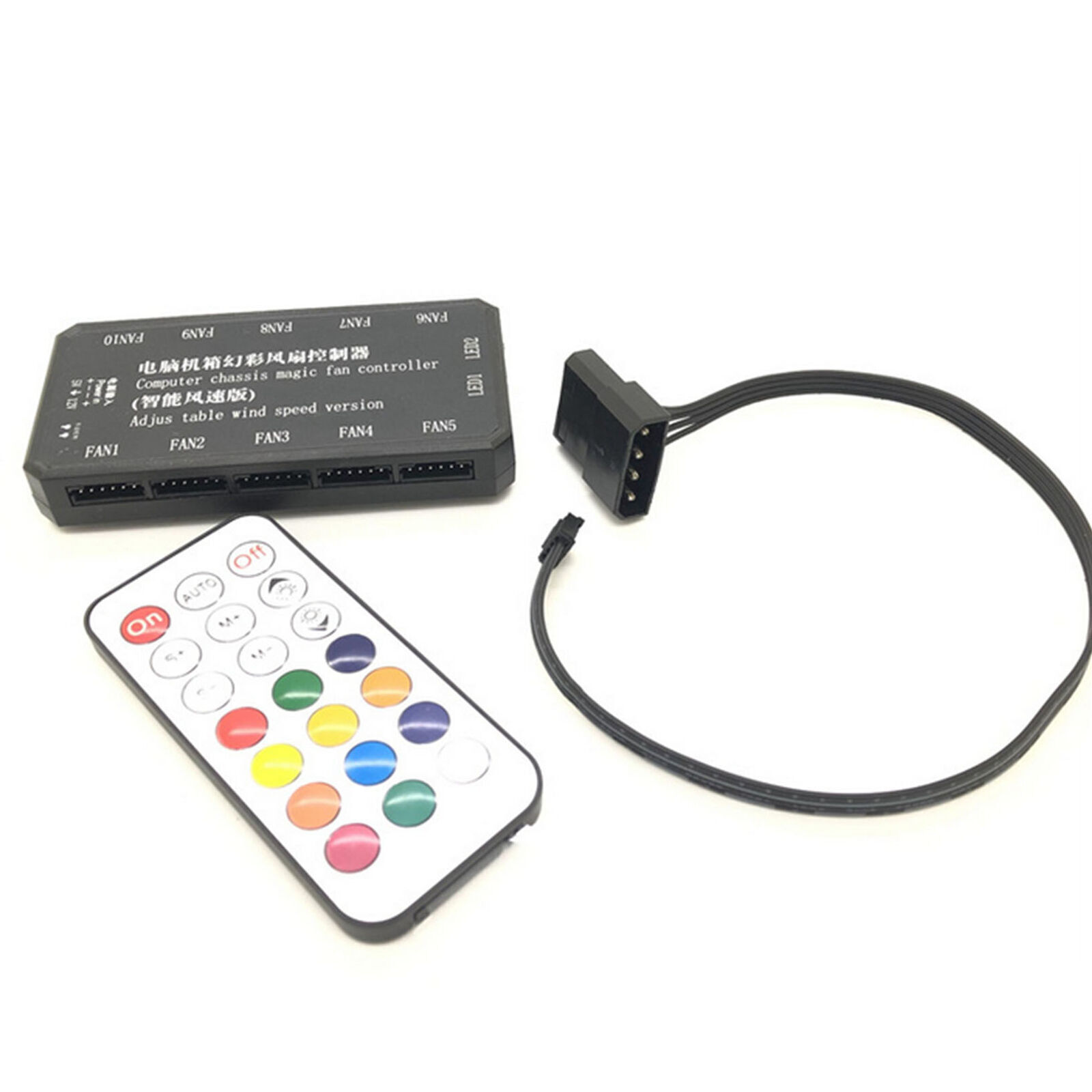 For DC 12V PC Cooling Fan LED RGB Dimmer Controller with RF Remote Control US