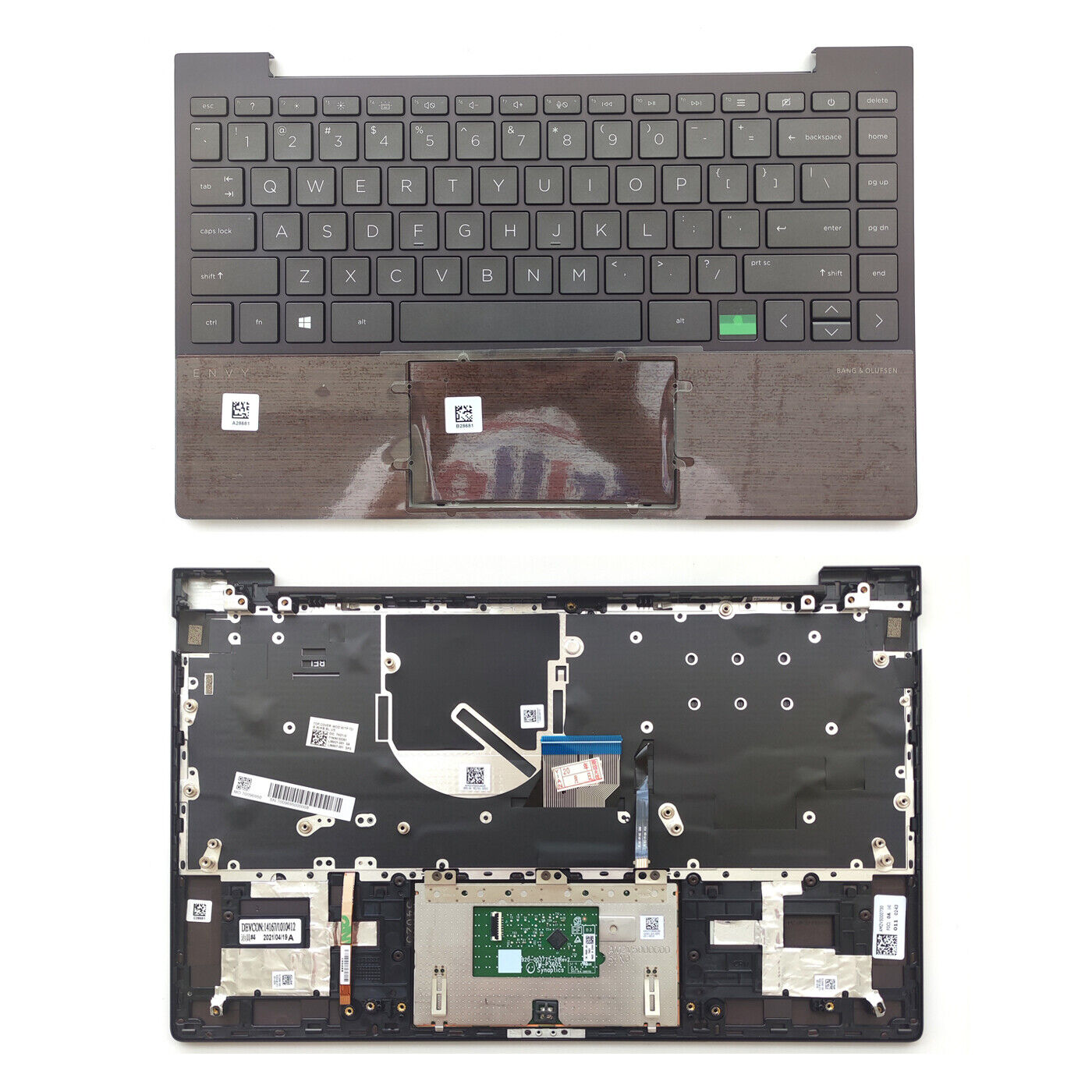 Palmrest Upper Case Keyboard Touchpad Brown For HP ENVY 13-BA Wood Wolden 