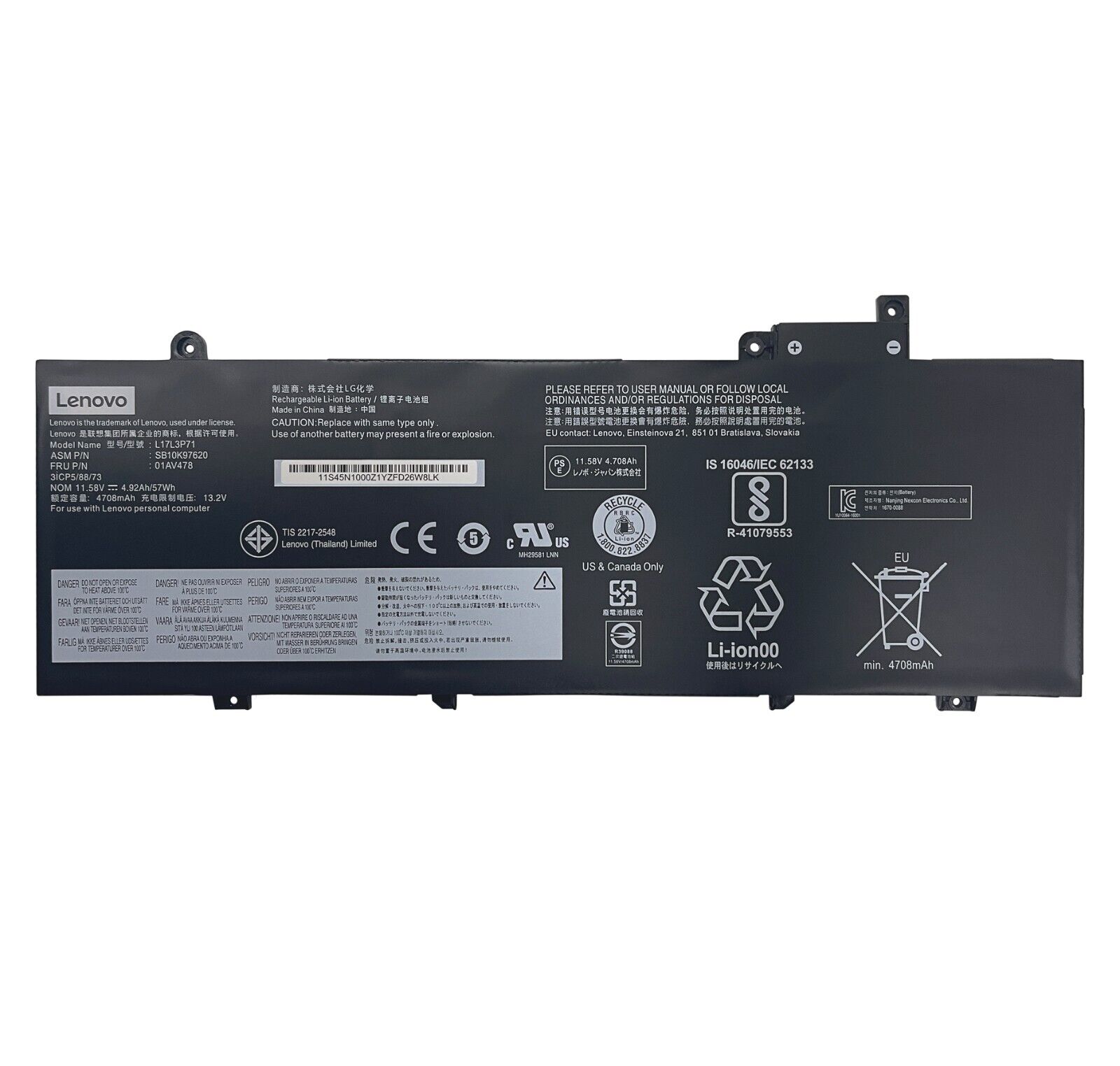 NEW OEM 57WH 01AV478 01AV479 01AV480 L17M3P71 Battery For Lenovo ThinkPad T480s