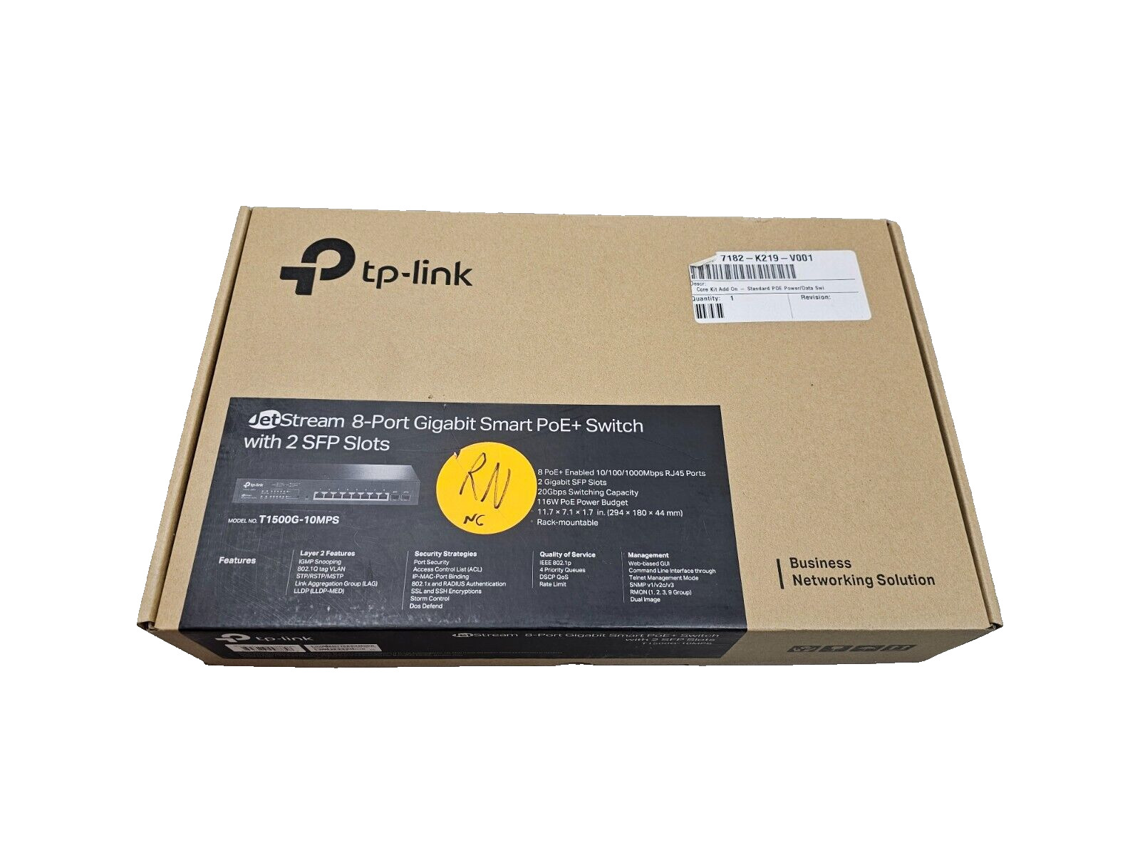 TP-LINK T1500G-10MPS JetStream 8-Port Gigabit Smart POE+ Switch w/2 SFP Slots