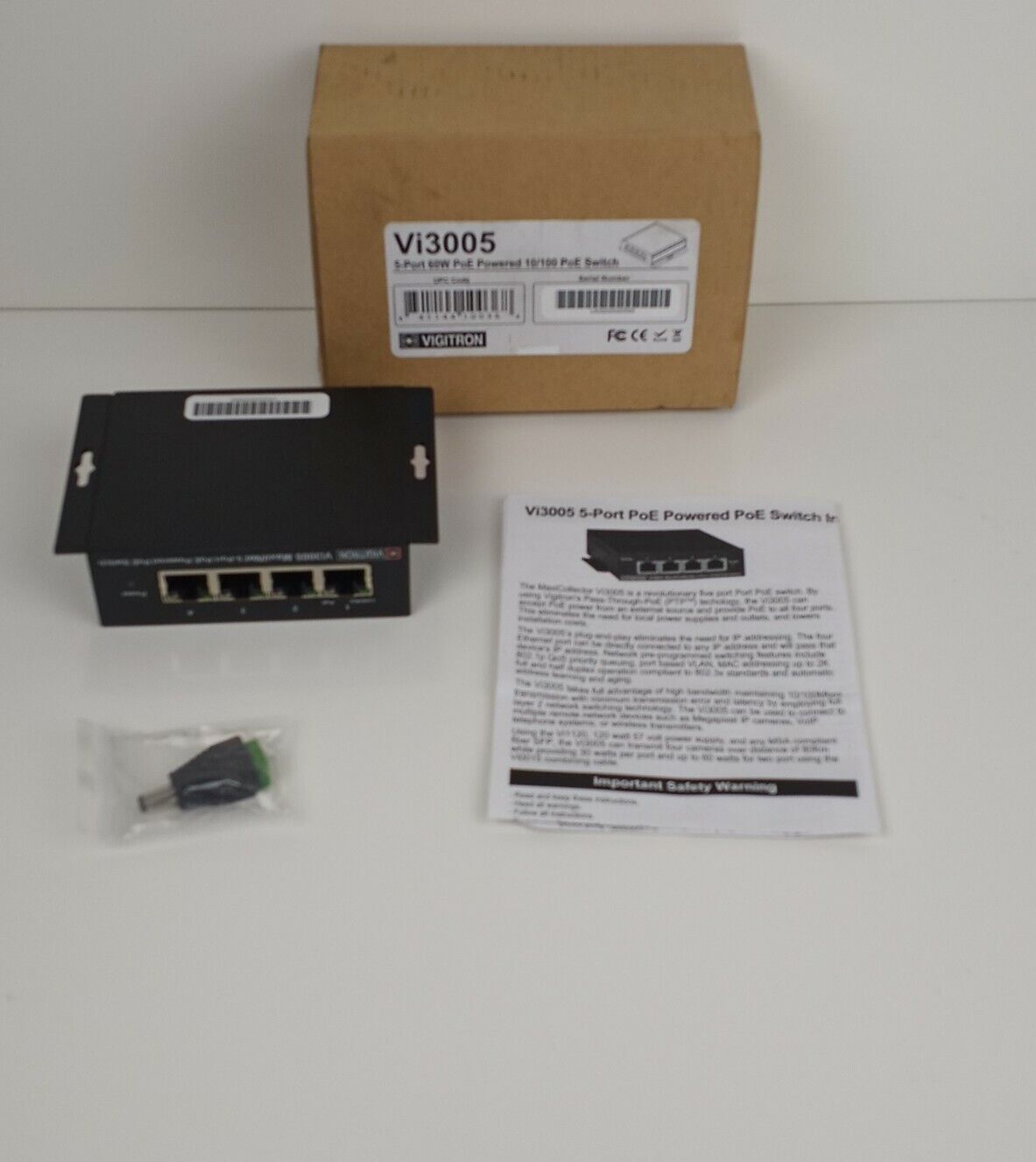 Vigitron Vi3005 MaxiiNet 5-Port PoE Powered PoE Switch 