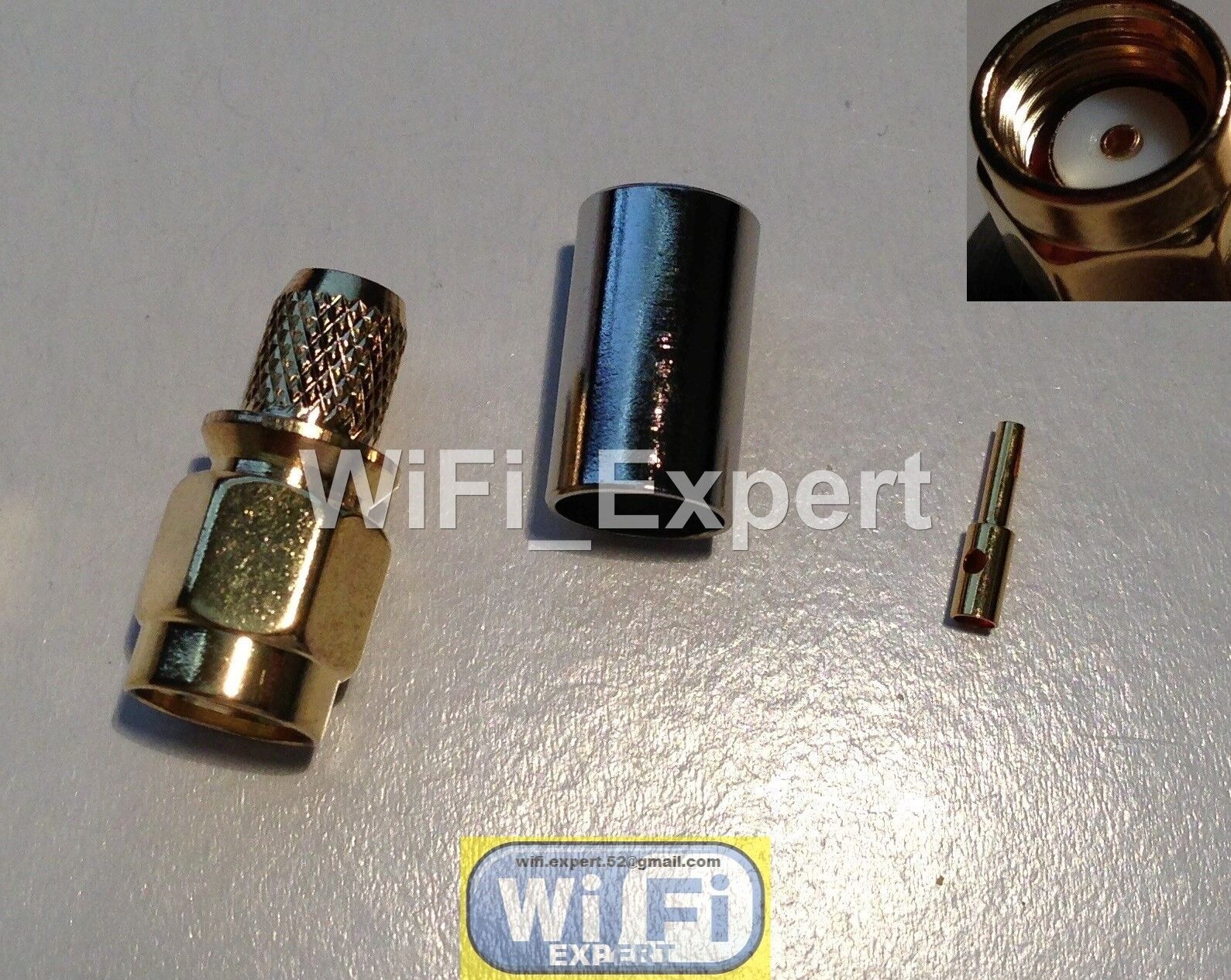 100 x RP-SMA Male plug female pin crimp for RG-8X LMR240 RG8X cable RF Connector