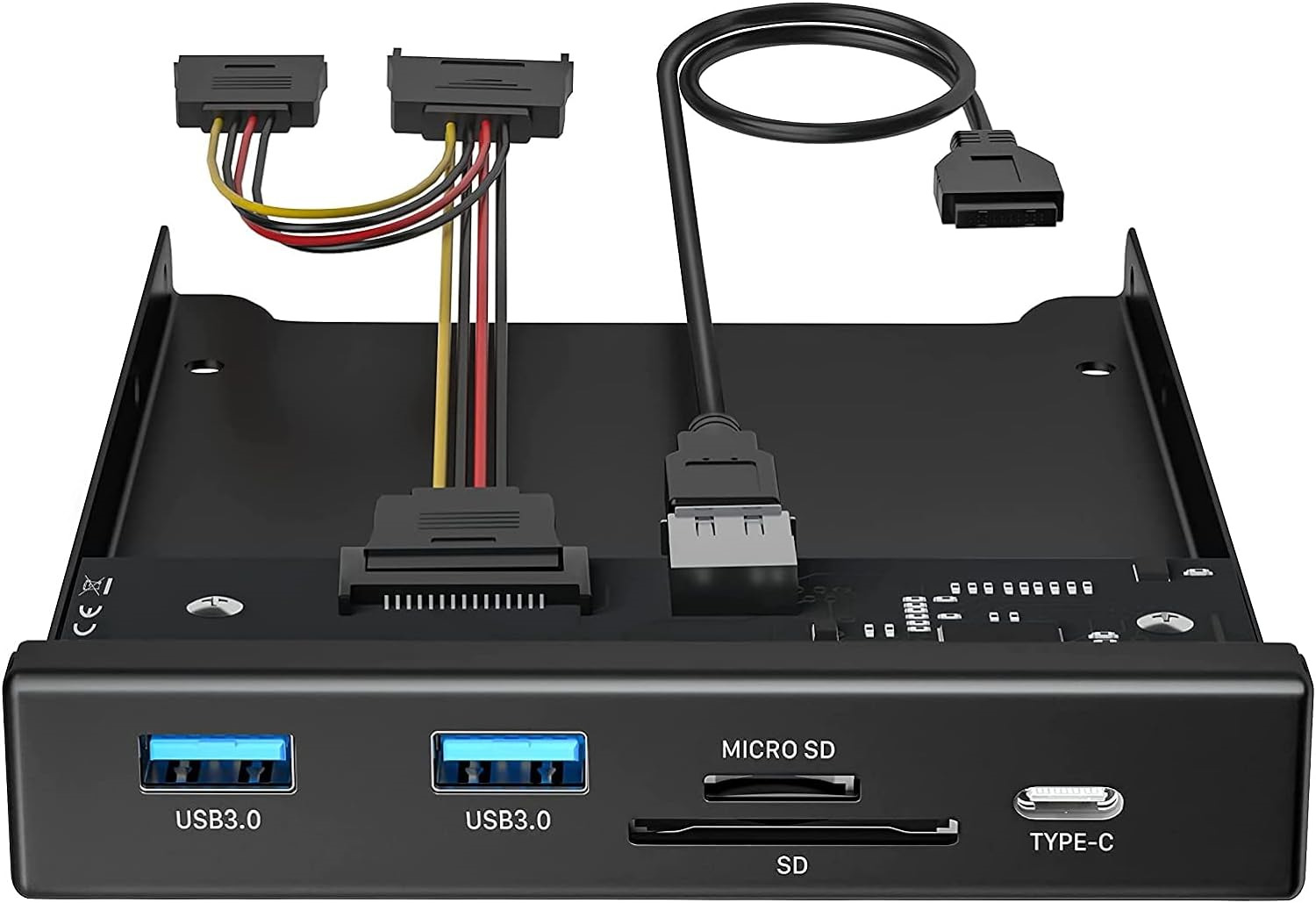 BYEASY Front Panel USB 3.0 Hub, 5 Ports 3.5 Inches Internal Metal USB Hub with 2