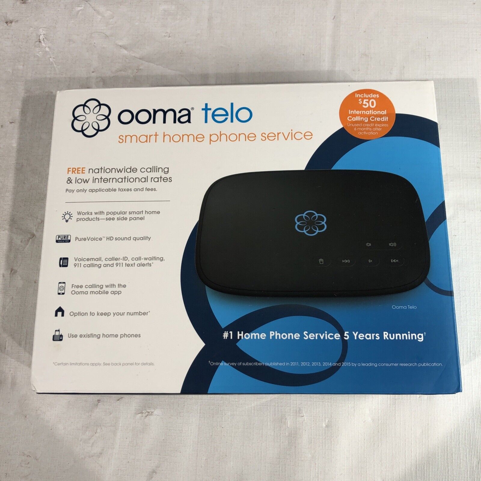 Ooma Telo Free Smart Home Phone Service Black Model 100-0253-500