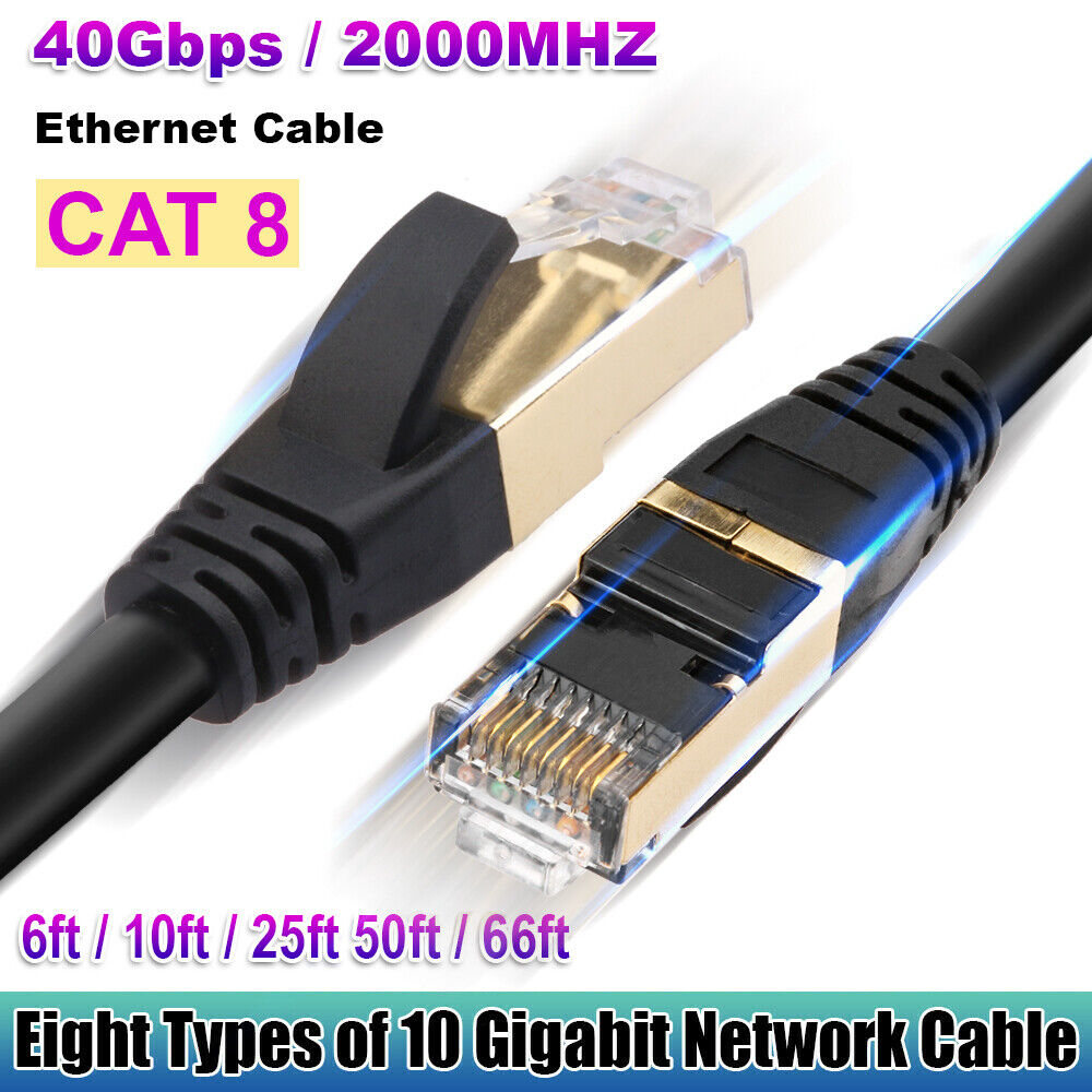 2023 Premium Cat8 Cat 8 Network LAN Patch Cord RJ45 Ethernet Cable Shielded Lot