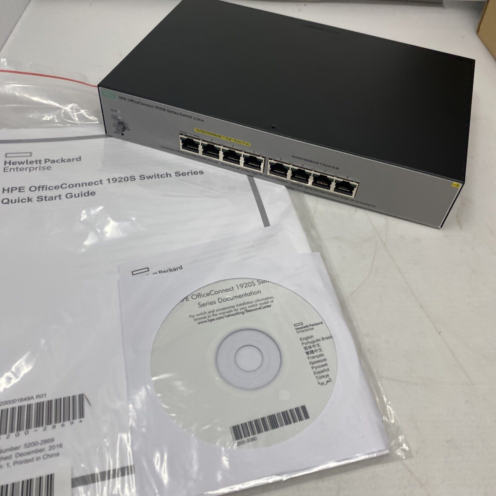 HP HPE Officeconnect 1920S 8G Ppoe+ 65W 8 Port Managed Switch JL383a NEW IN BOX