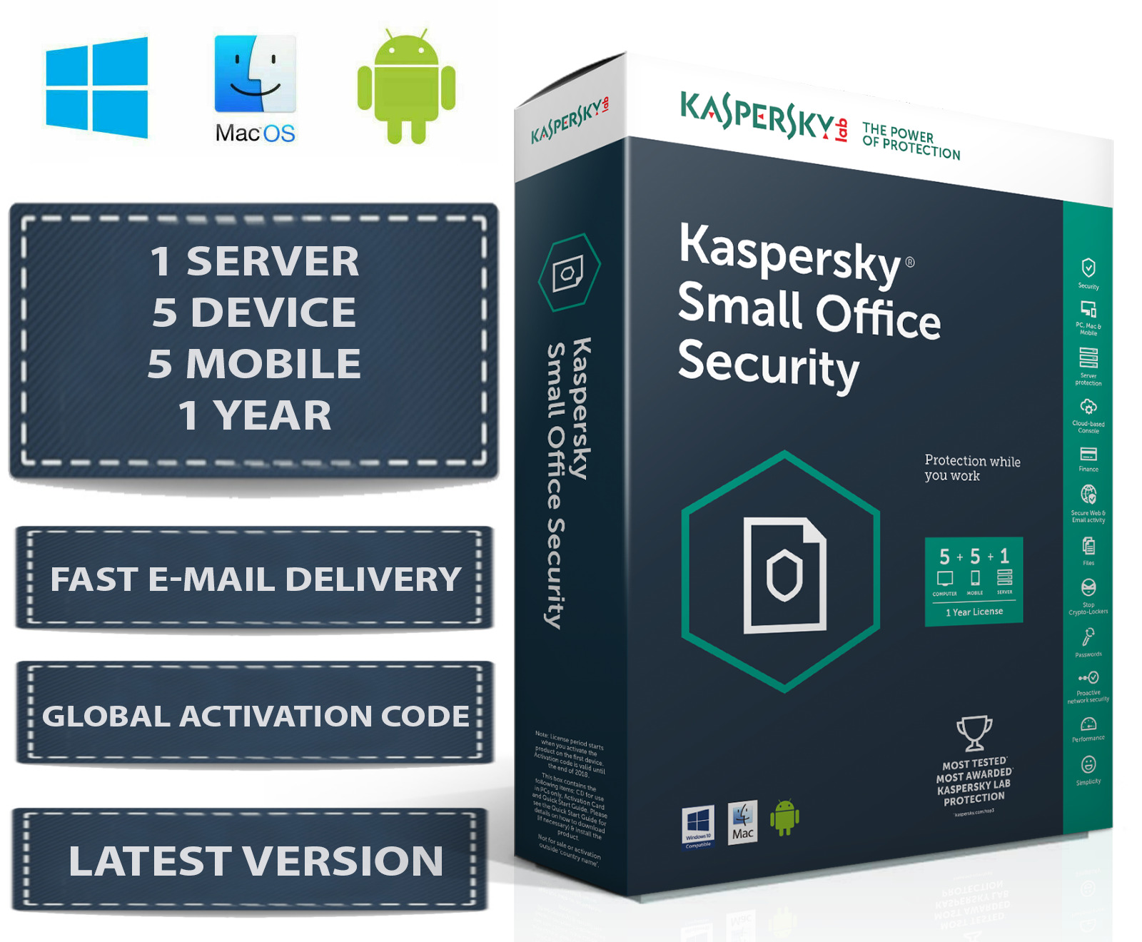 Kaspersky Small Office Security V8 1 Server 5 DEVICE + 5 MOBILE + 1 YEAR