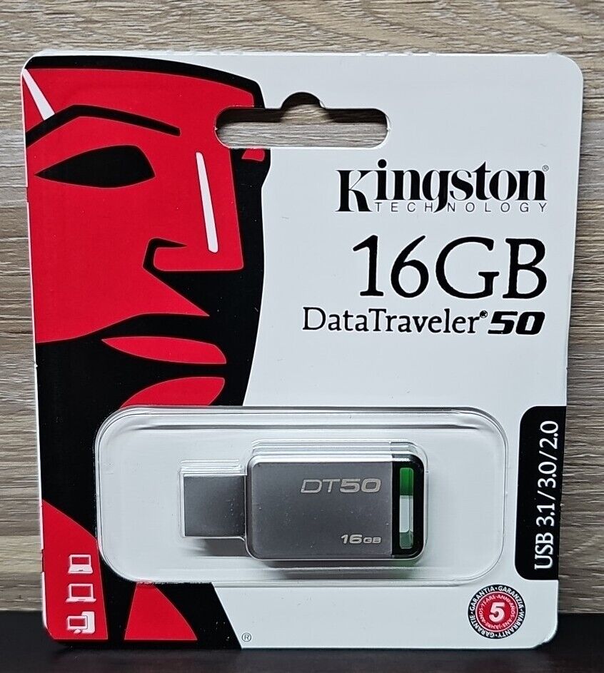 Kingston DataTraveler DT50 16GB, USB 3.0 Flash Drive, Metal/Green Casing