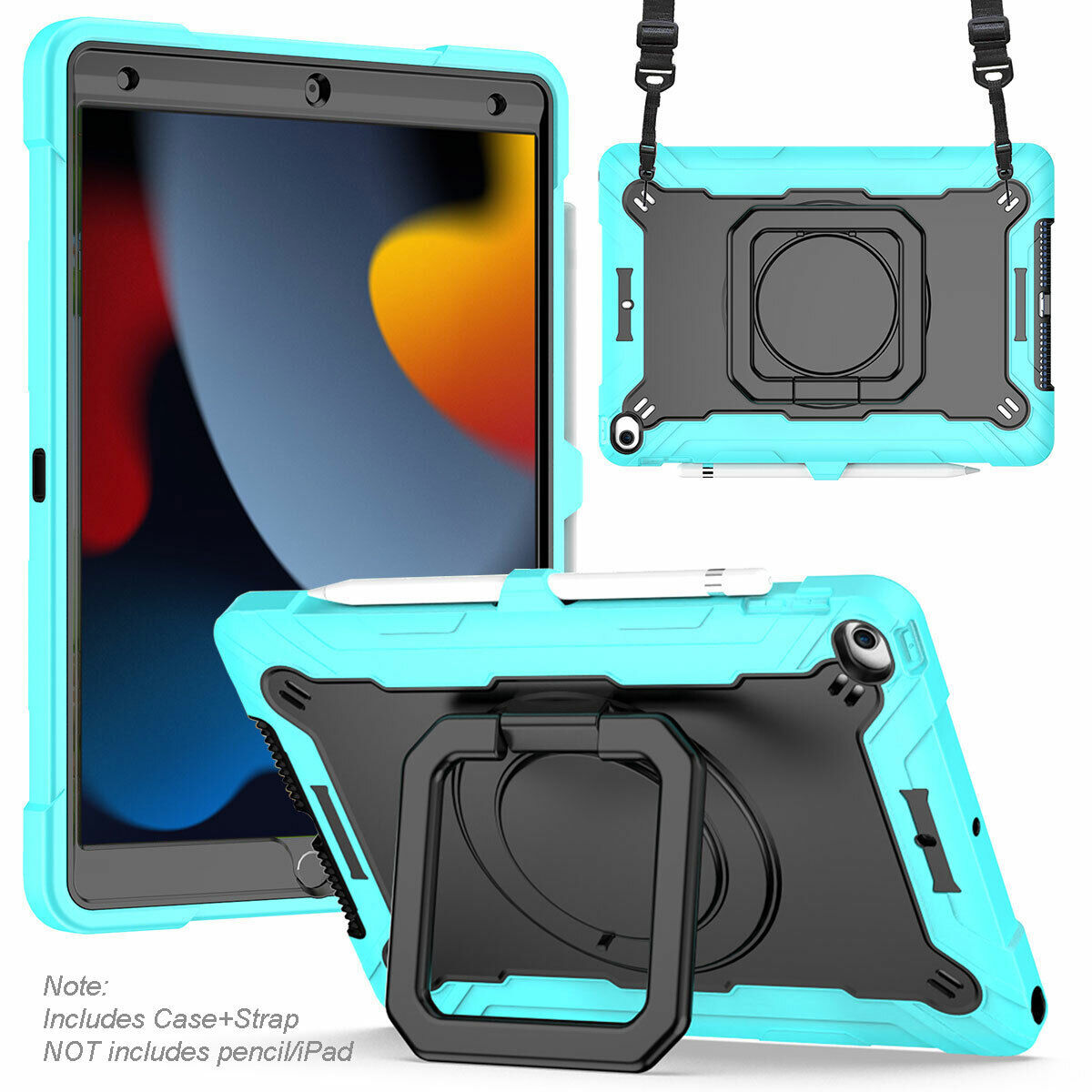 Shockproof Rotating Hybrid Stand Handle Case Cover Strap For Apple iPad 7 8 9 10