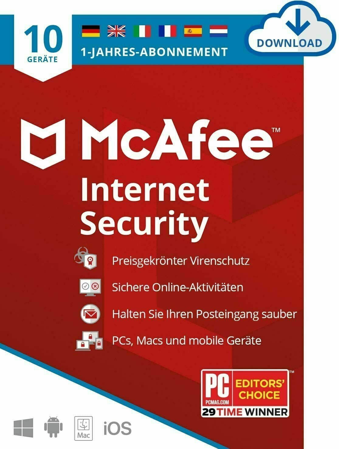 McAfee Internet Security 2024 UNLIMITED 10 Devices 1Year Multidevice AntiVirus  