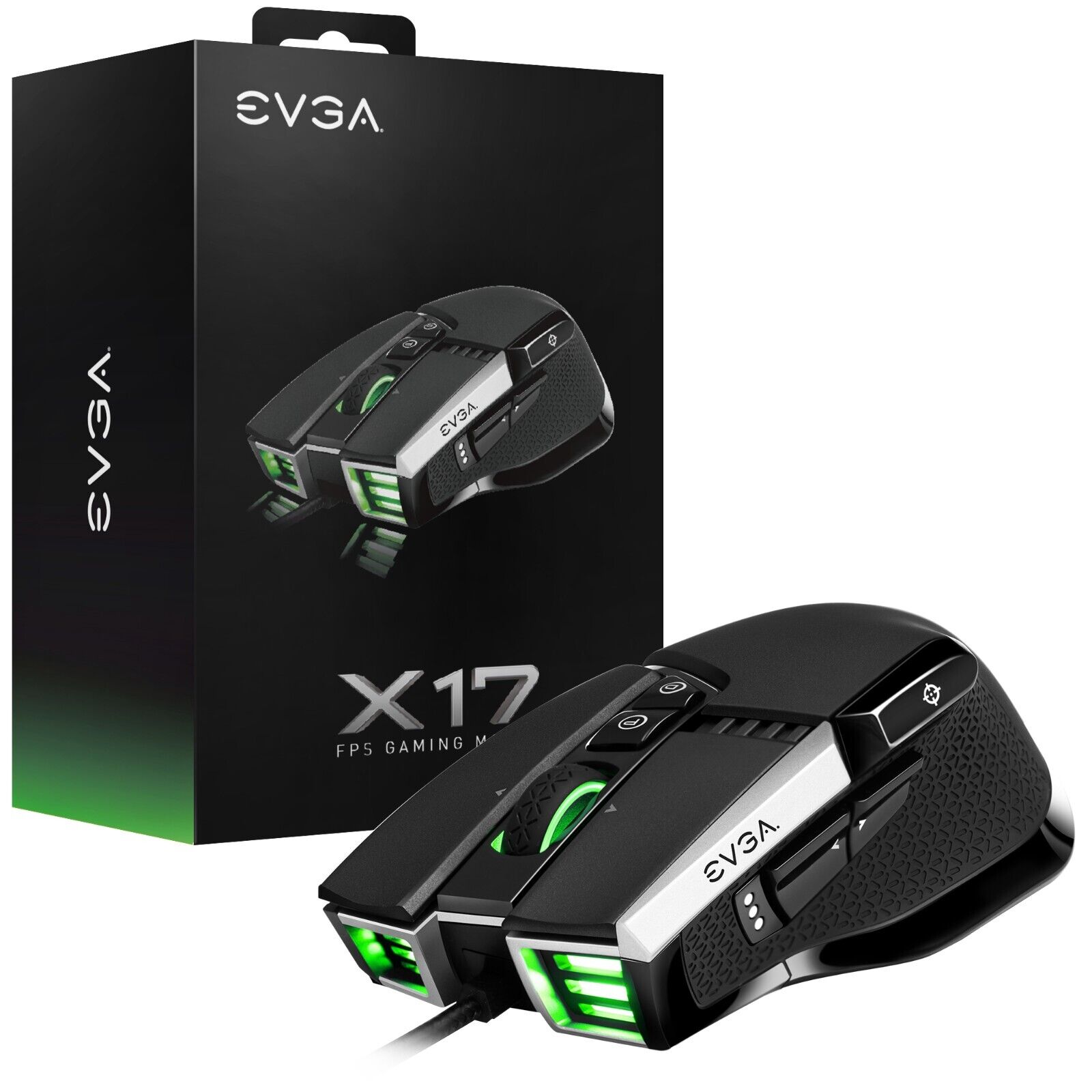 ** NEW**  EVGA X17 Gaming Mouse 8K Wired Black Customizable 16000 DPi