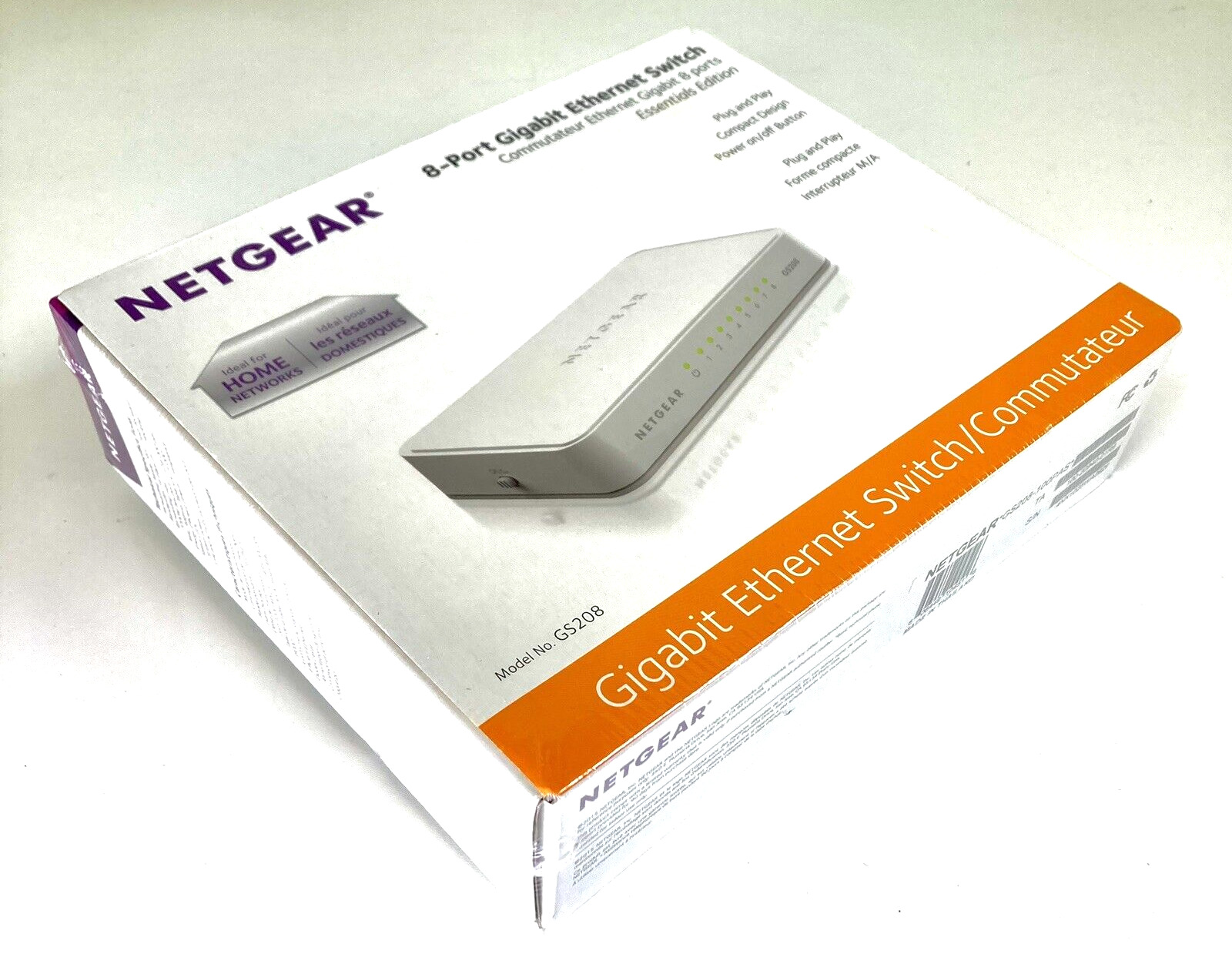 NETGEAR GS208 8-Port Gigabit Ethernet Switch Essential Edition,16 Gbps,Free Ship