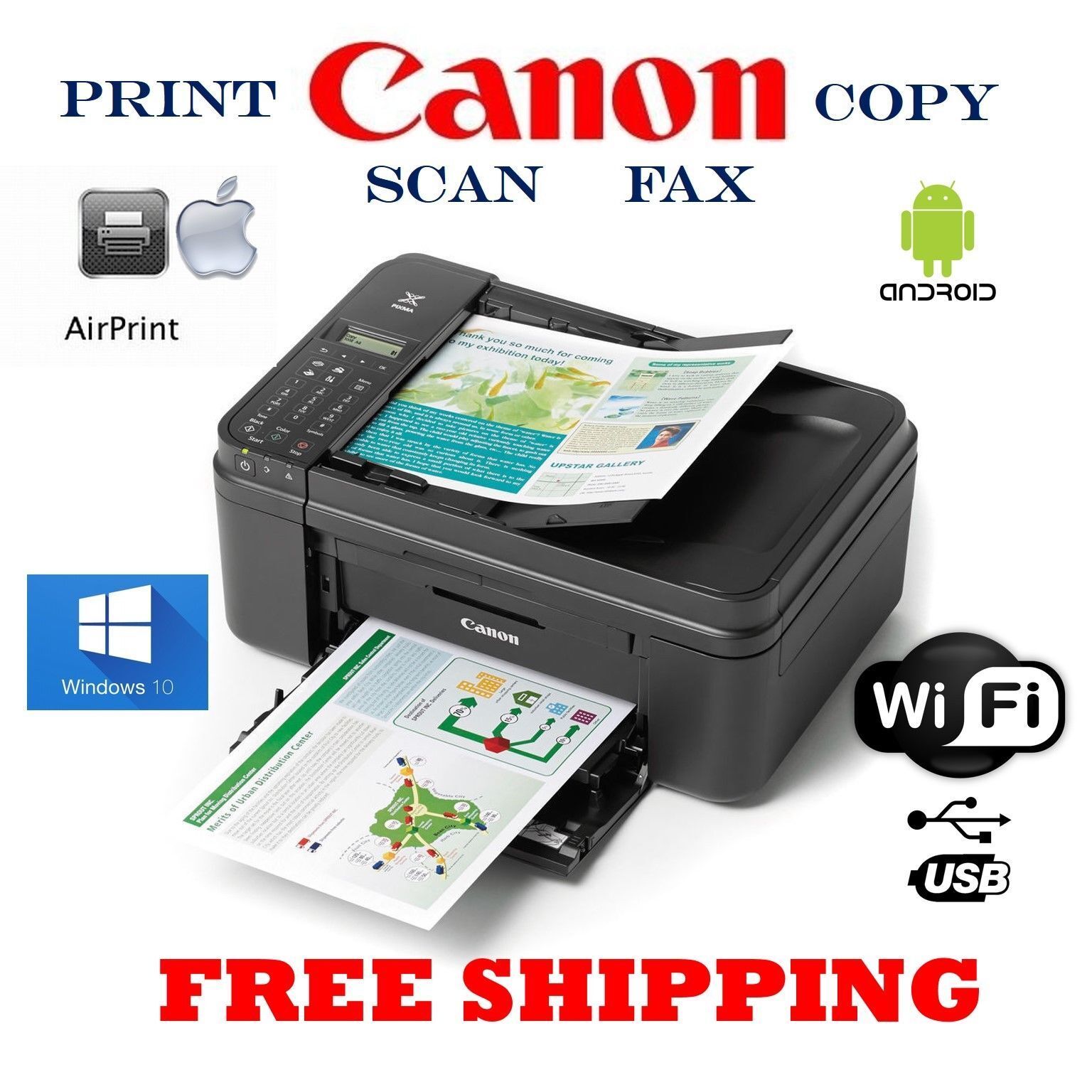 NEW Canon TR4720 (4522) Wireless Printer Copy Scan-Fax-Legal Print-Discount