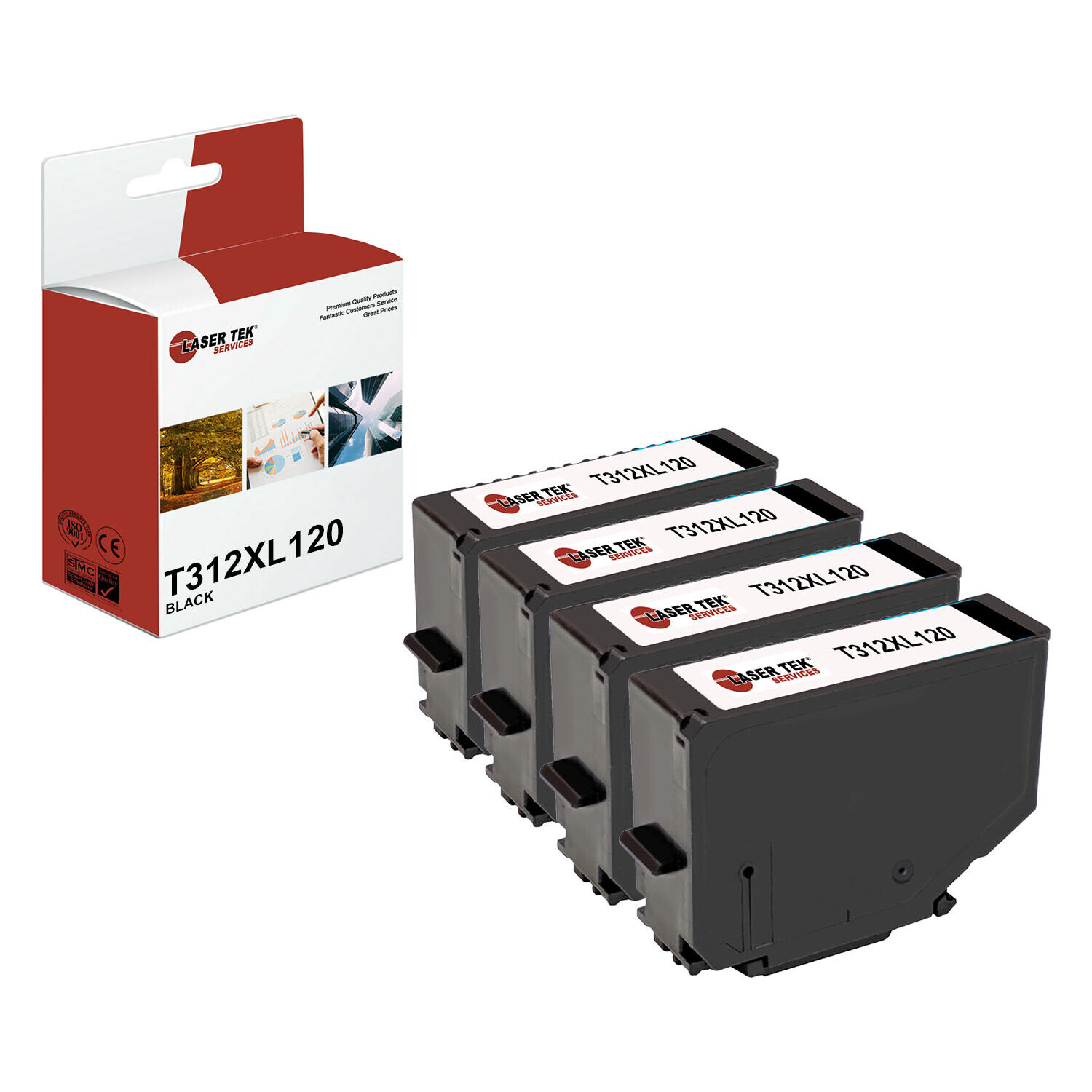4Pk LTS T312XL120 Black HY Remanufactured for Epson Expression XP-8500 Ink