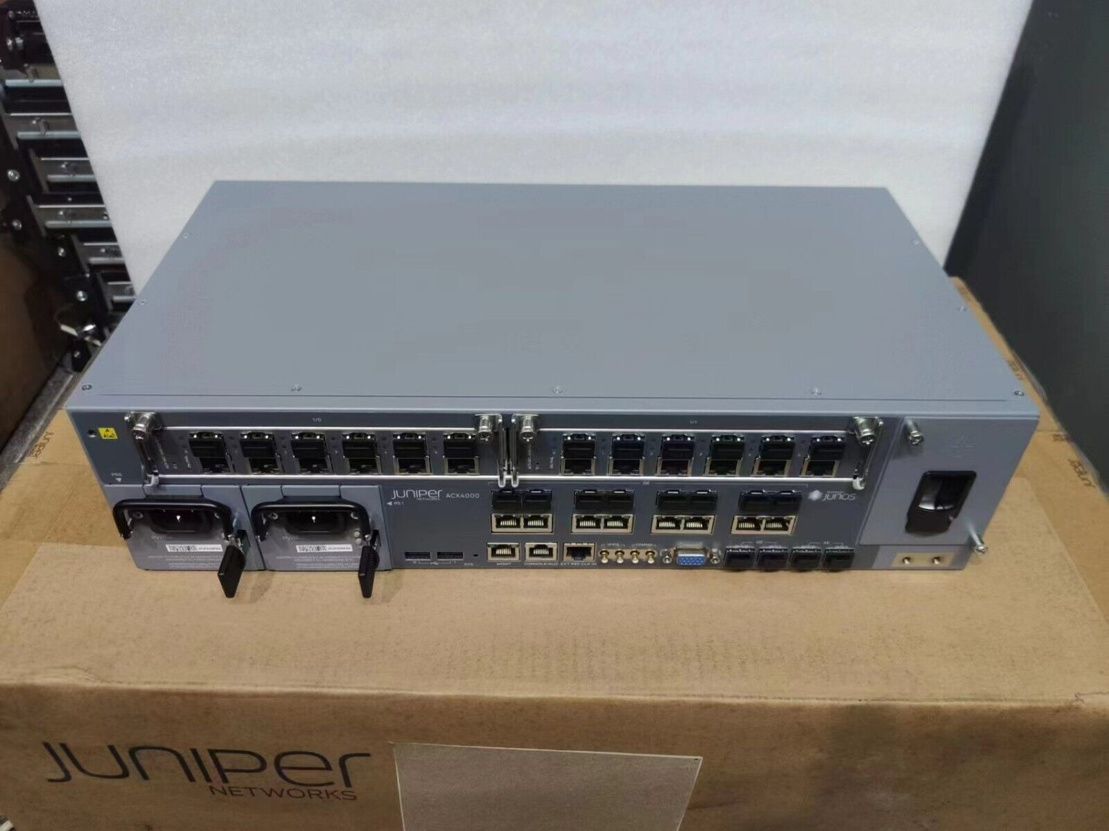 Juniper ACX4000-AC ACX4000-2-6GE-AC Router W/ 2x AC PSU & 2x ACX-MIC-6GE-CU-SFP