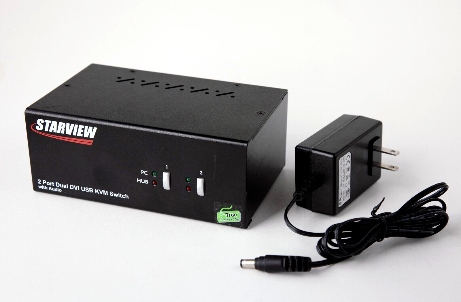 Starview 2 Port Dual DVI USB KVM switch w/power cable #SV231DVIDDU, good used