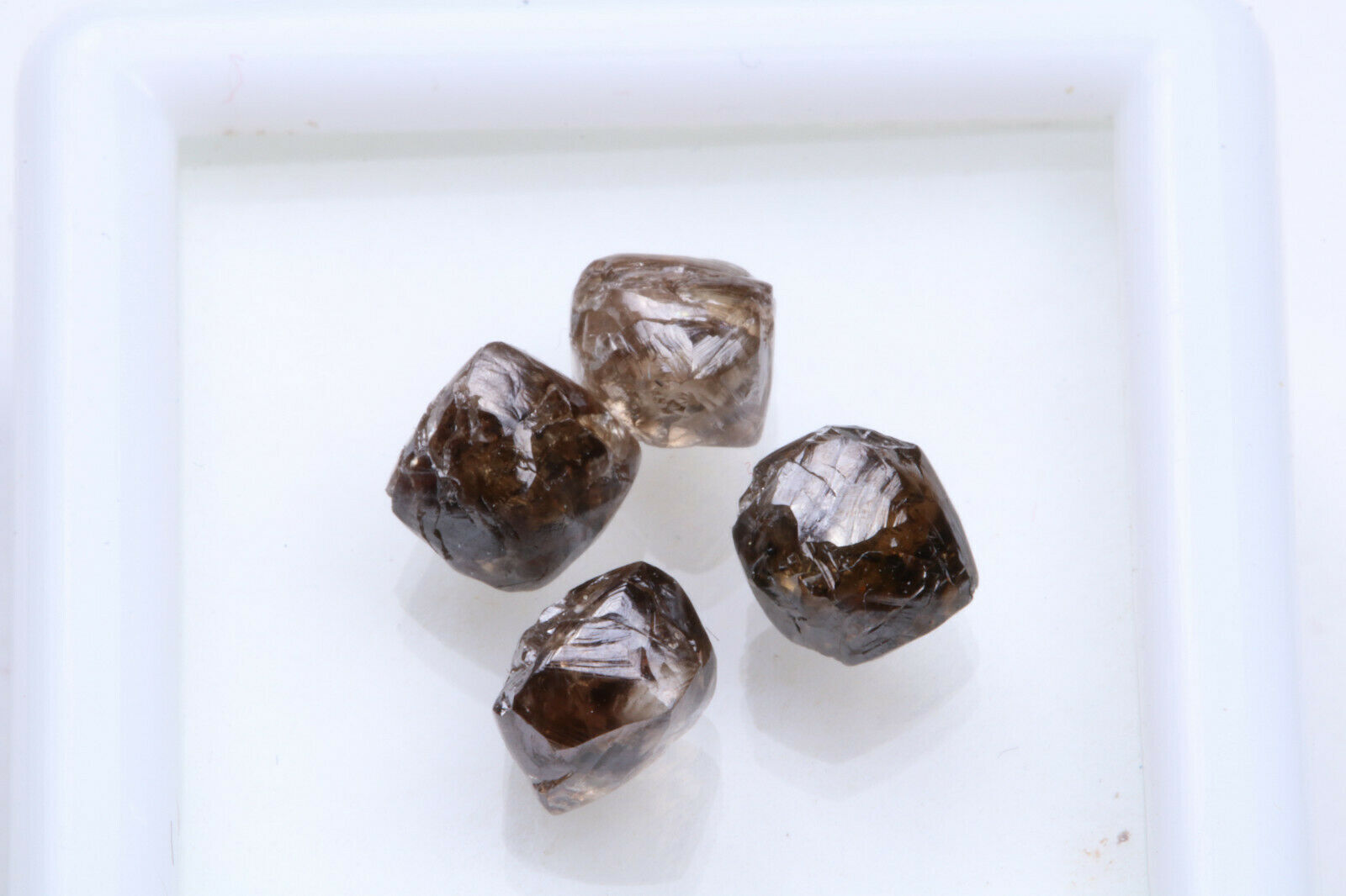 4Pcs Cognac Brown Rough Smooth Diamond, Raw Loose Diamond Crystals 6mm-5.5mm W06