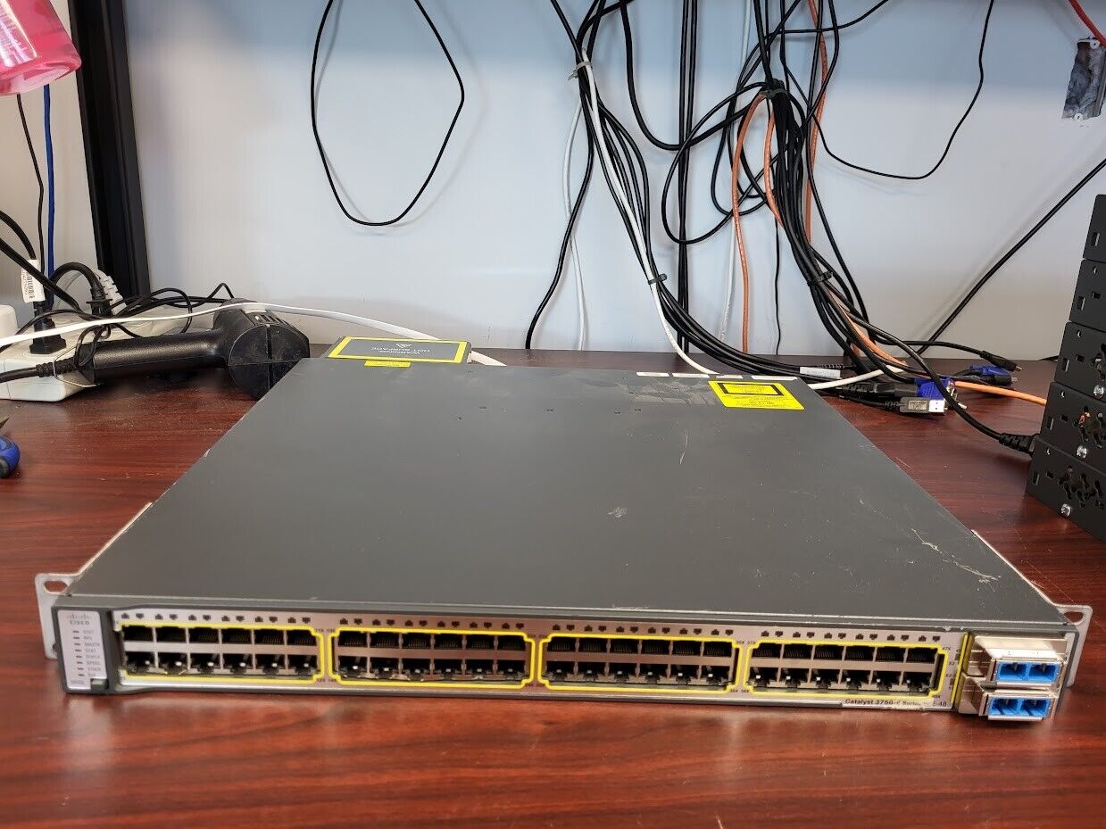 Cisco WS-C3750E-48PD-SF 48 Port Network Switch Tested and Working #73
