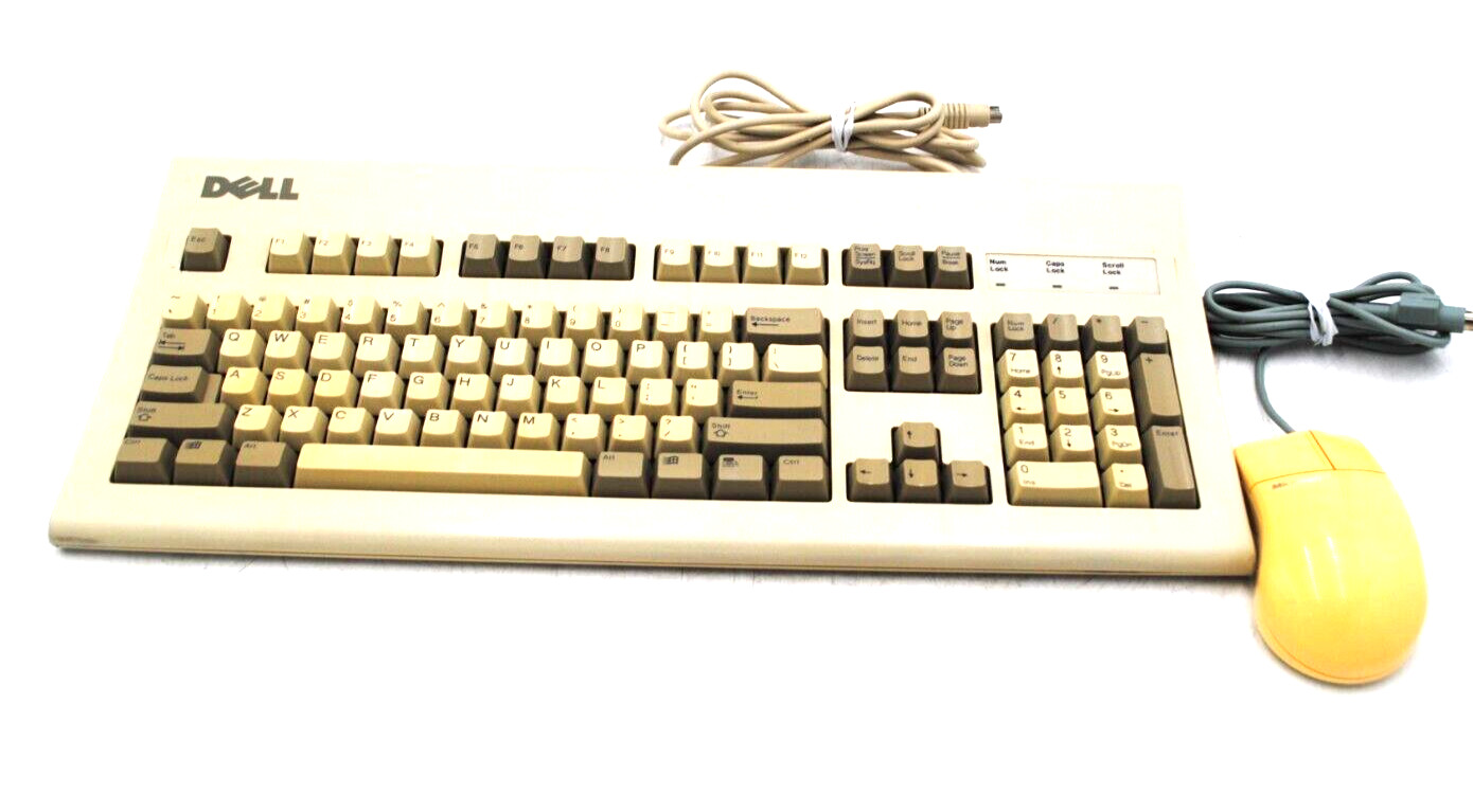 Dell AT101W Vintage Mechanical Keyboard & Microsoft Mouse Port Compatible #37963