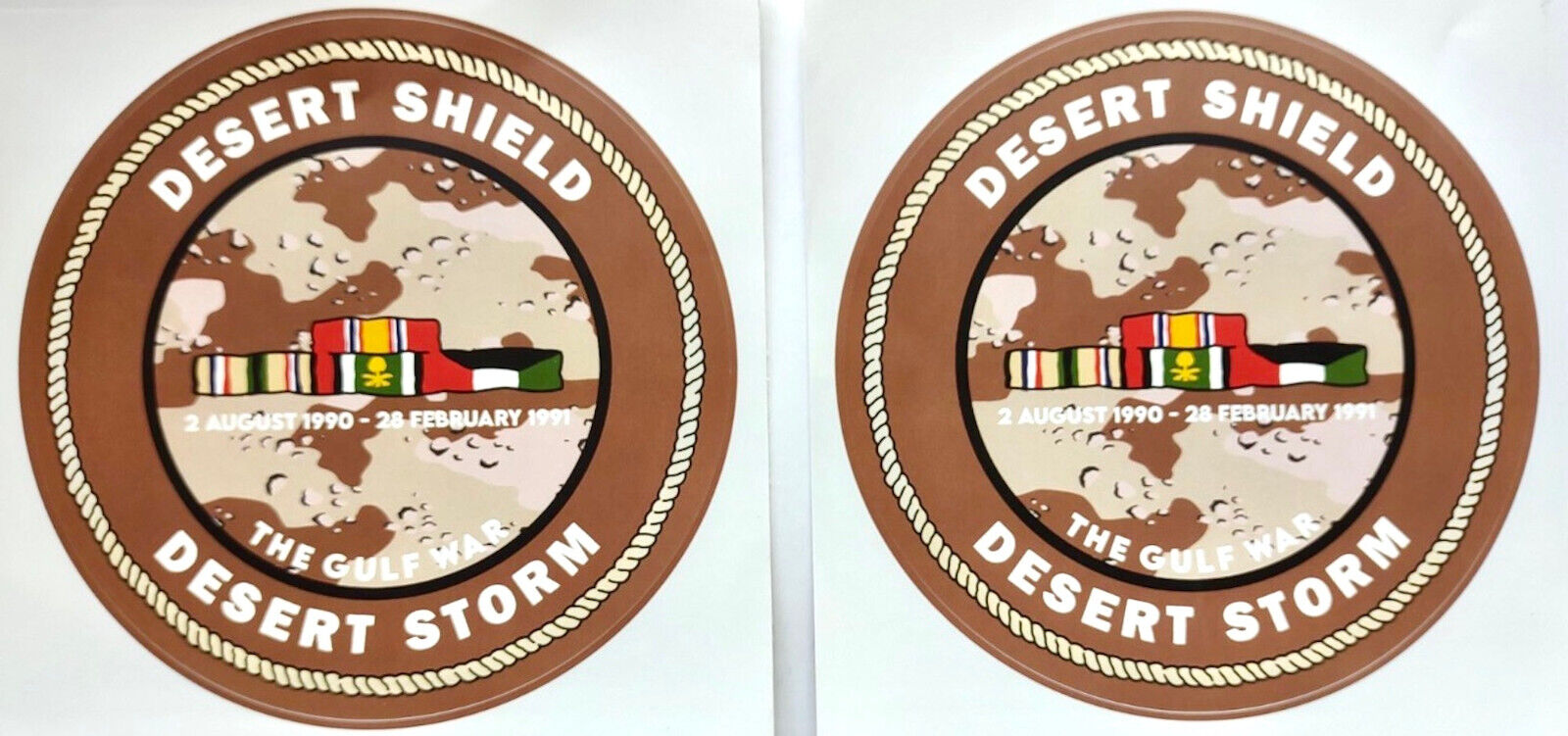 US Desert Shield Storm Veteran Sticker-2 Choco Chip Camo 90-91 Gulf War Campaign