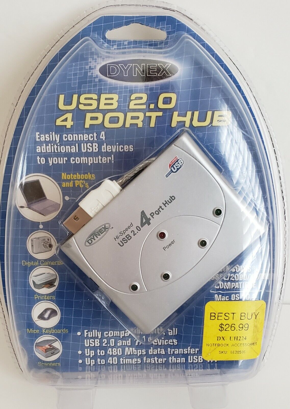 NEW IN PACKAGE DYNEX USB 2.0 - 4 PORT HUB MODEL DX-UH224 