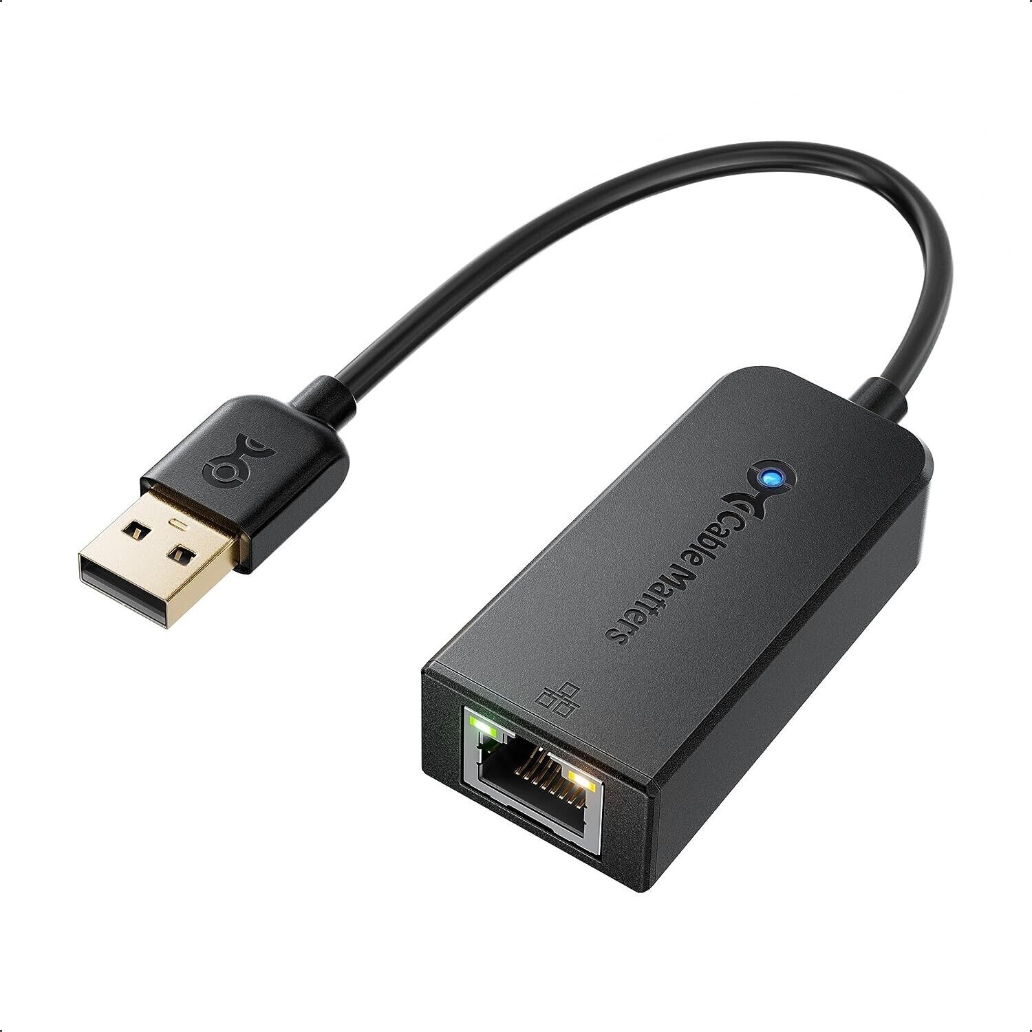Cable Matters USB-A 2.0 to RJ45 Fast Ethernet Adapter Supports 10/100 Mbps