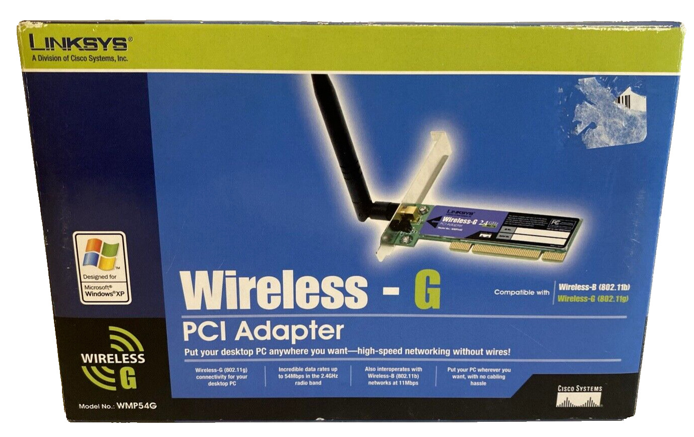 Linksys Cisco Wireless-G WMP54G Desktop PCI Network Adapter 54Mbps Sealed New