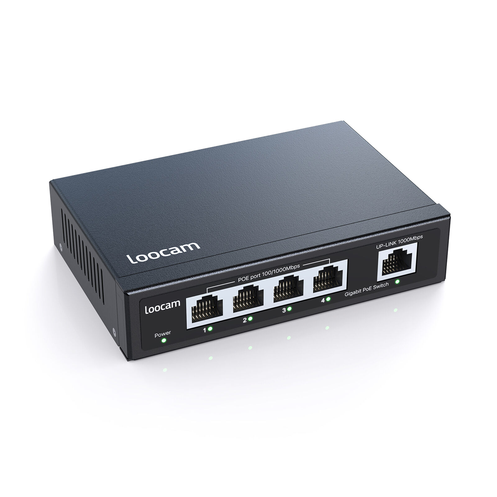 Loocam Gigabit PoE Switch 4 Port 65W Unmanaged Ethernet Switch Plug and Play