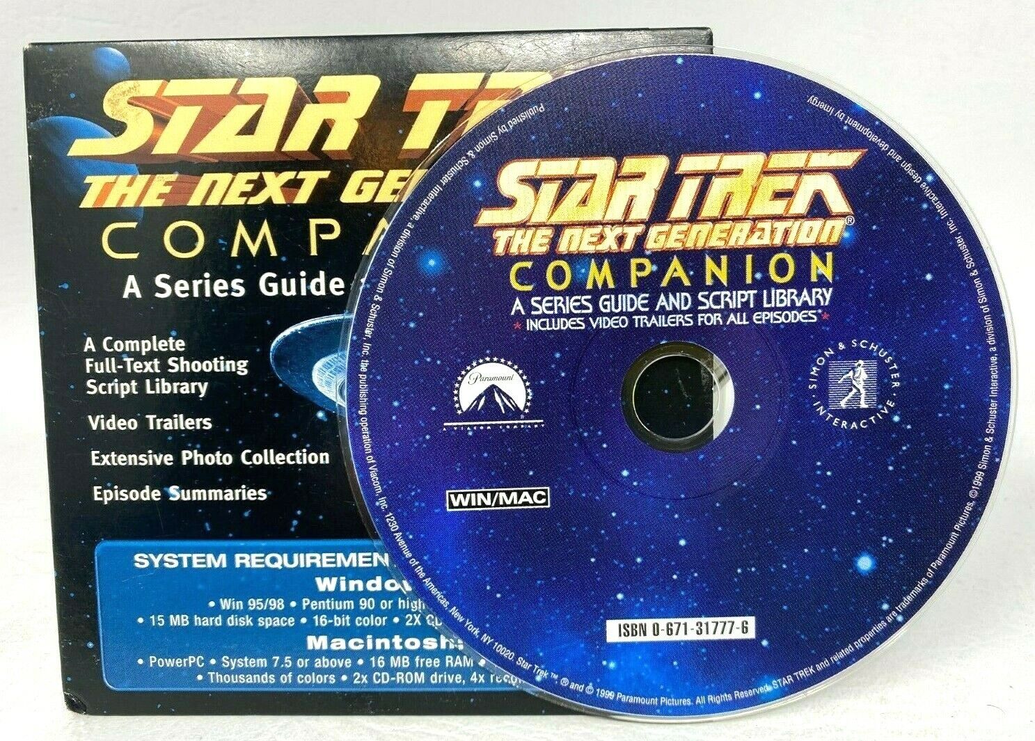 Star Trek The Next Generation Companion 1999 CD-ROM Series Guide Script Library