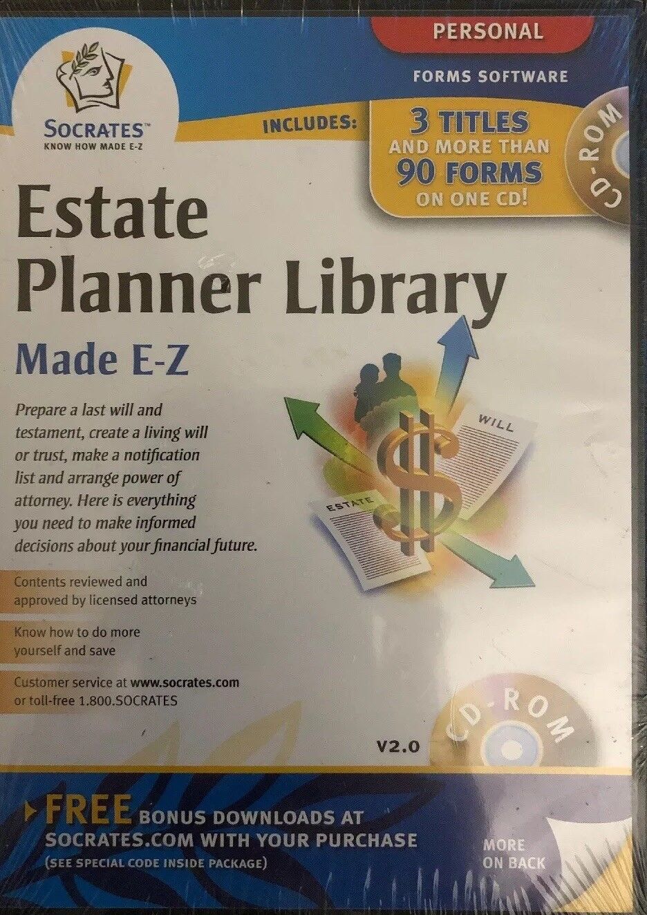 Estate Planner Library Made E-Z 90 Forms(2004 PC CD-ROM Socrates)NEW-SHIP N 24HR