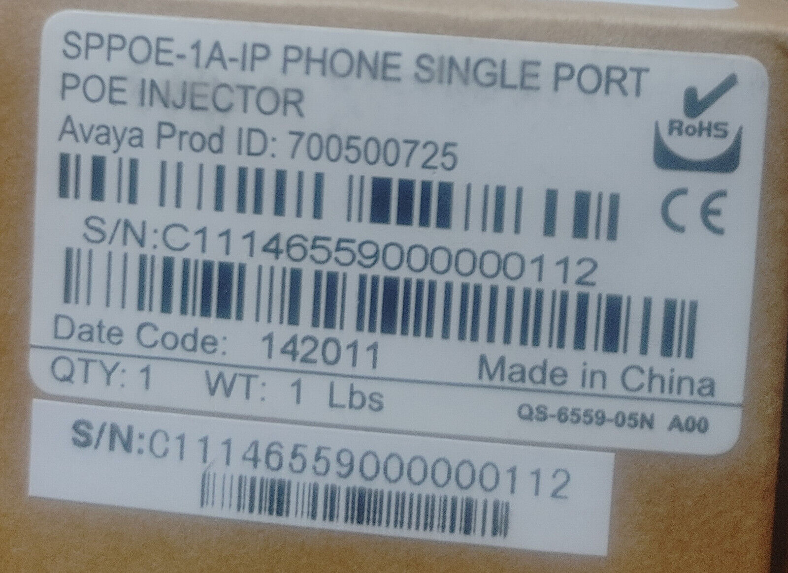Avaya 700500725 IP Phone Single Port PoE Injector NEW SEALED BOX