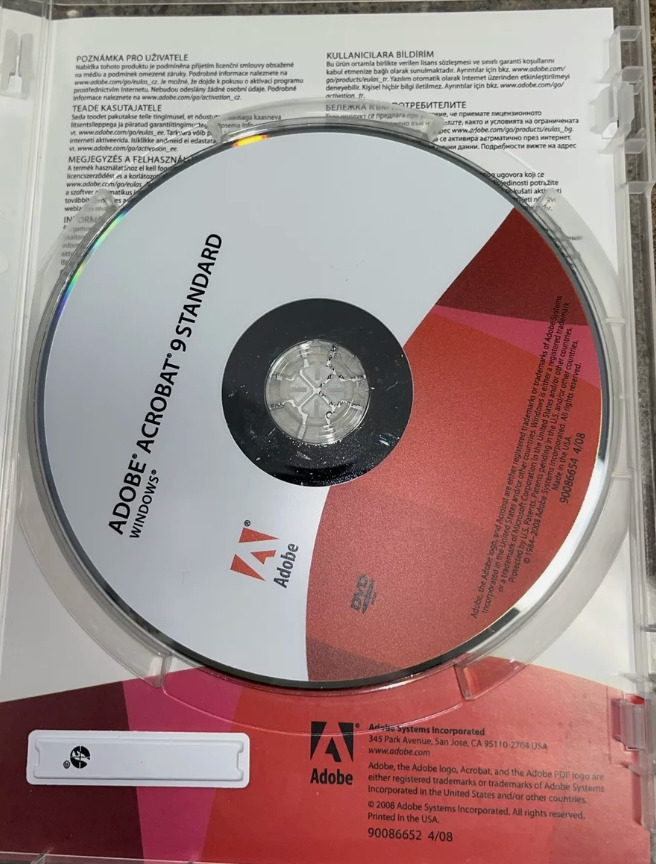 Genuine Original Adobe Acrobat 9 Standard with Serial/Product Key 1 User