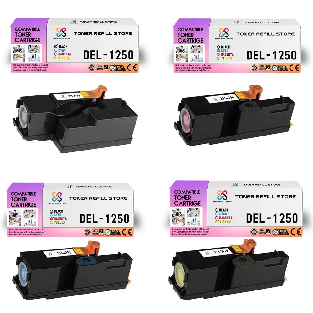 4Pk TRS 1250 BCYM Compatible for Dell 1250C 1350CNW, C1760NW Toner Cartridge