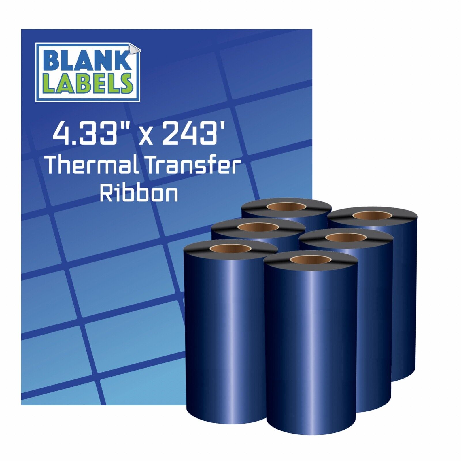 6 Rolls Wax 4.33 x 243 Thermal Transfer Ribbon 110x74 Zebra 2844 TLP Eltron