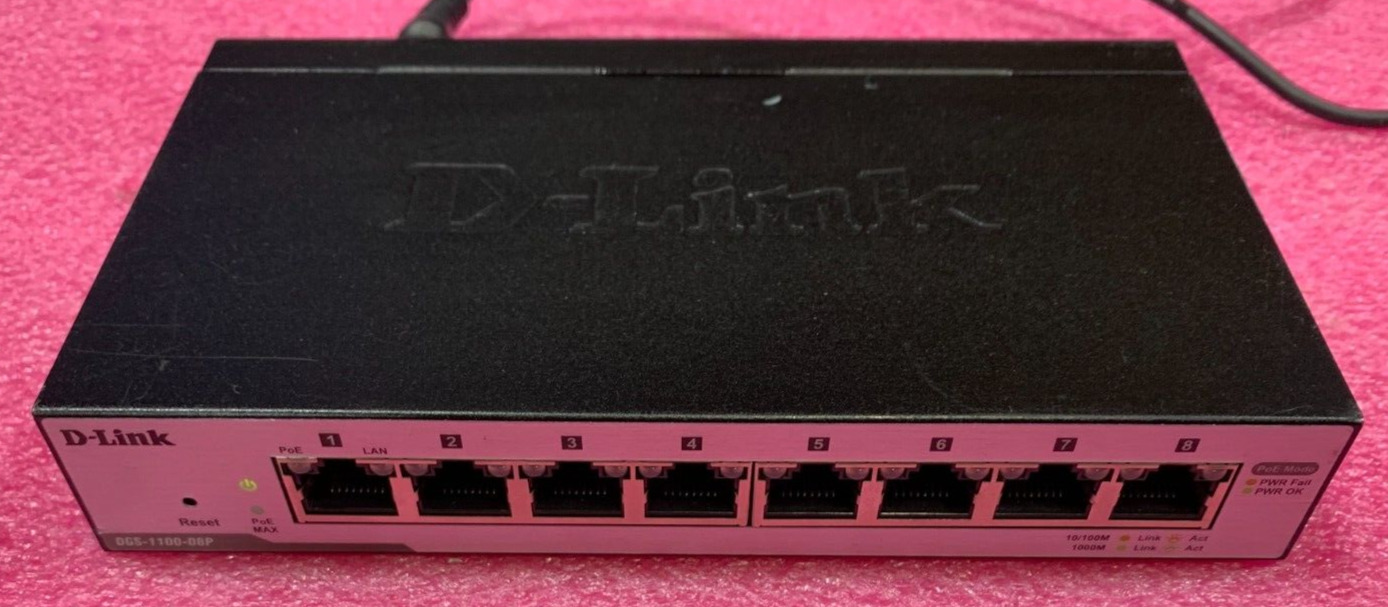 D-Link DGS-1100-08P V1 8-Port Gigabit PoE Switch W/ Power Cord