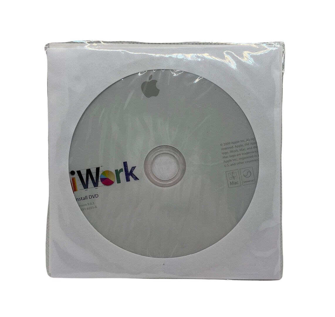 Apple iWork 2009 Install DVD Version 9.0.3, New Factory Sealed Disc 034-5239-A