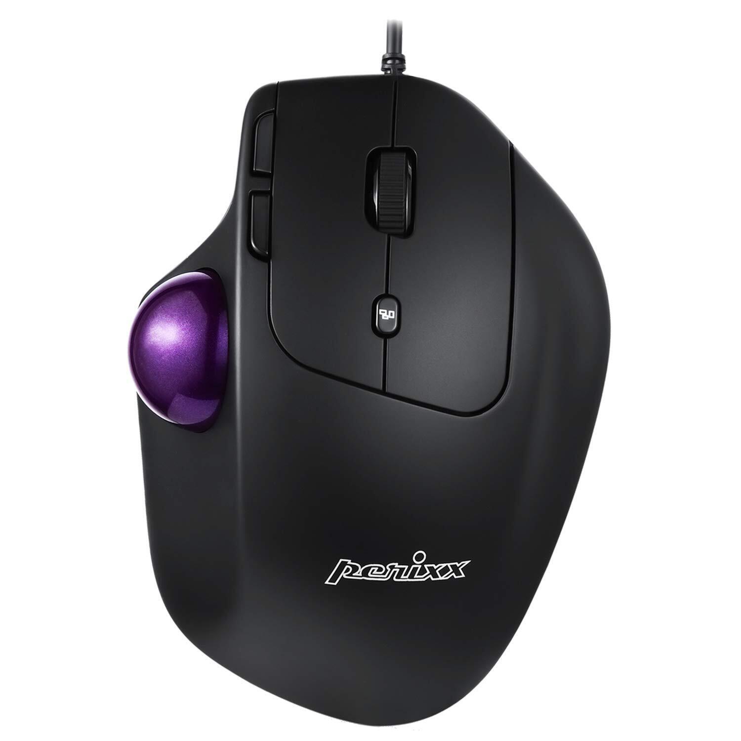 Perixx PERIMICE-520 Wired USB Ergonomic Programmable Trackball Mouse, Adjustab