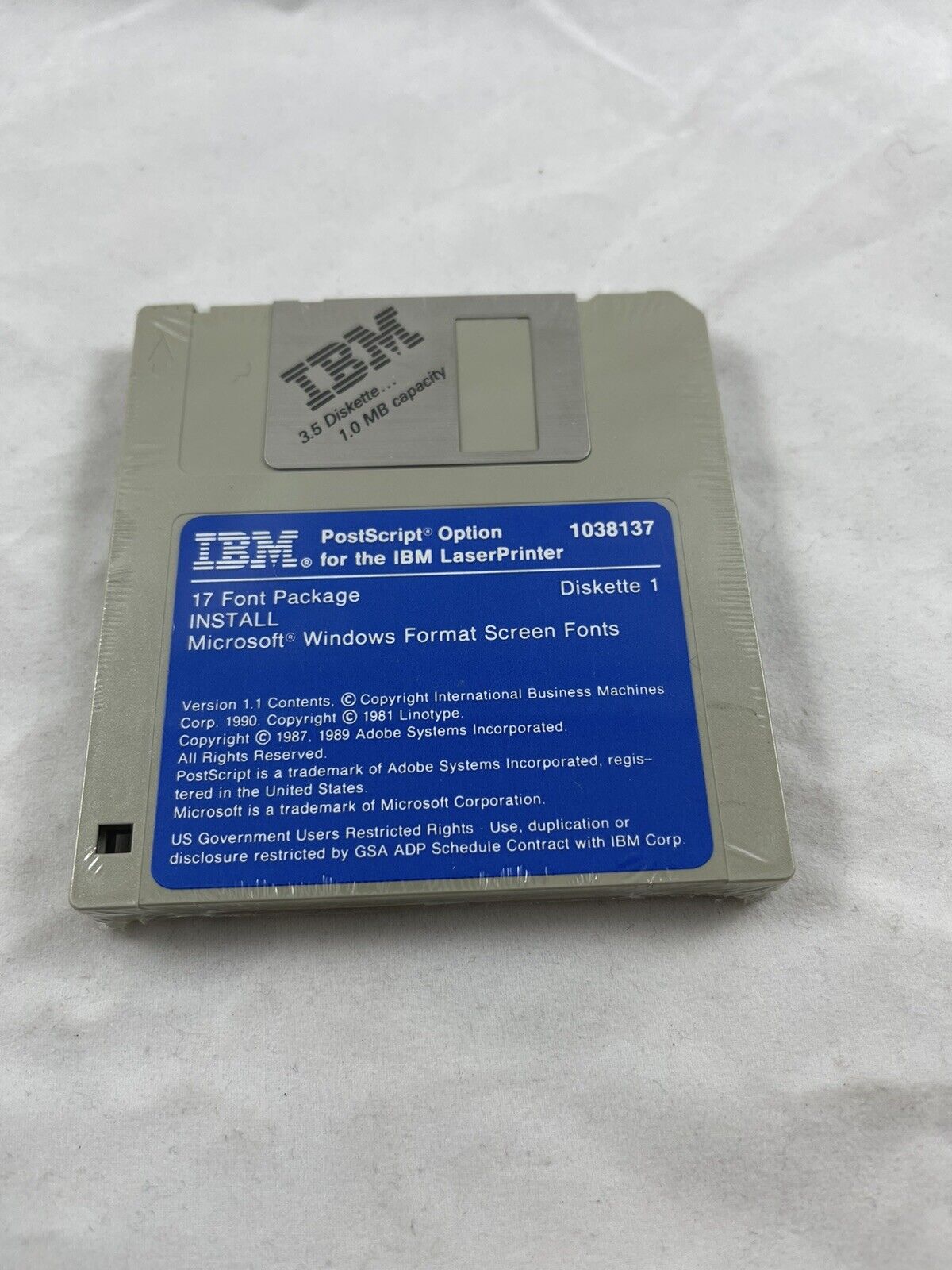 Microsoft IBM Post Script Fonts (17 Fonts) For IBM Laser Printer Vtg 3.5” Floppy