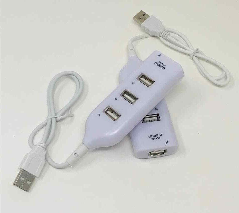 2 x USB Hub USB2.0 High Speed With 4 Ports For PC Notebook Computer White