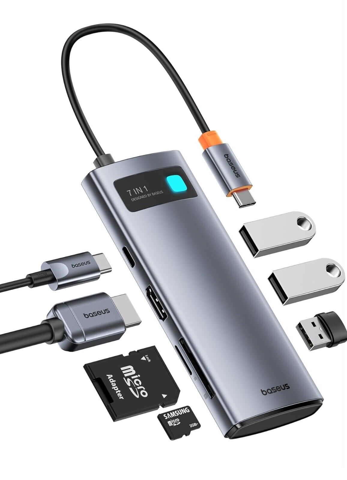 Baseus USB C Hub (100W) Multiport Adapter with 4K@60Hz HDMI, USB C Dock 7 in 1