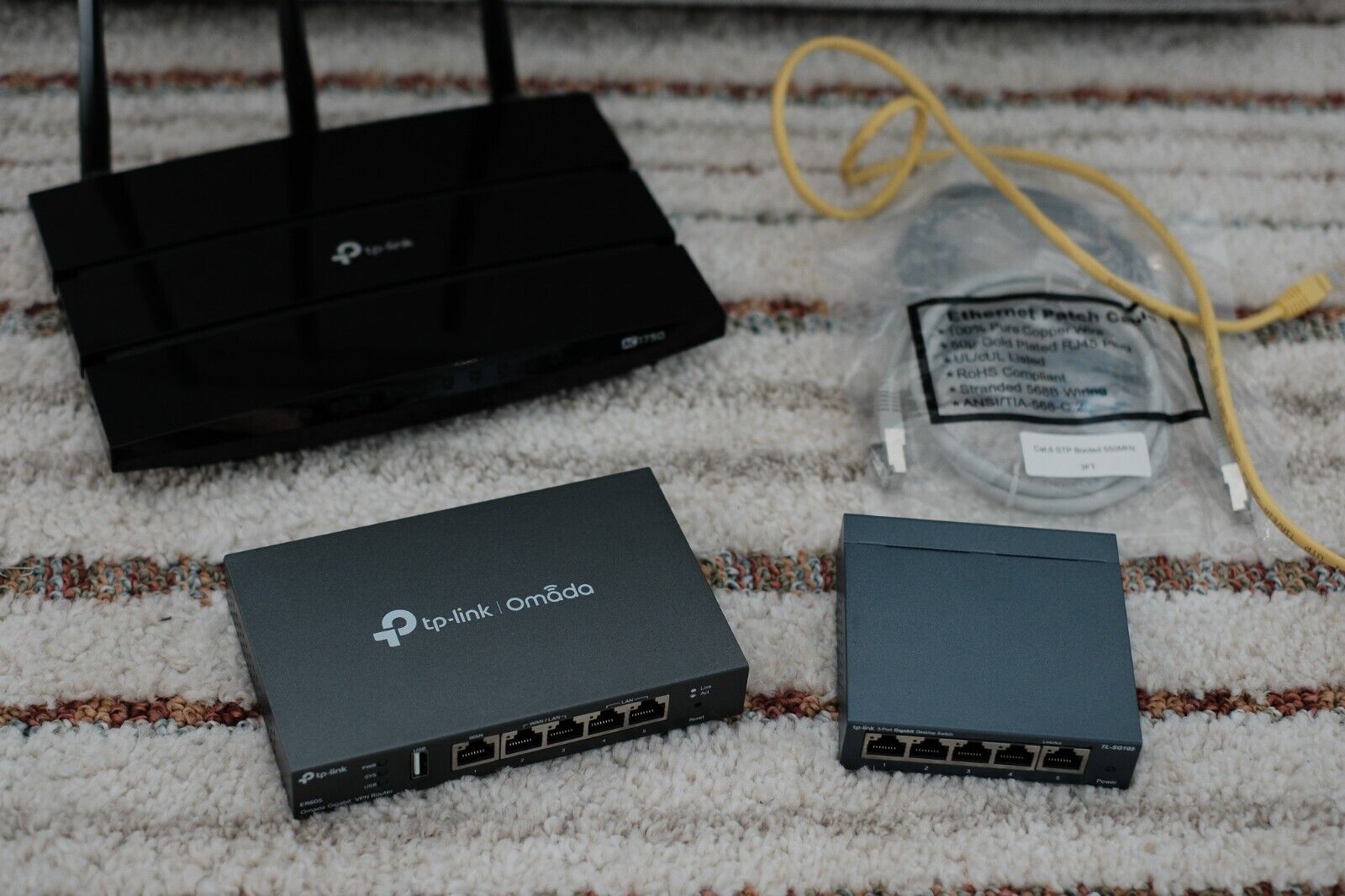 TP-Link ER605 v2 Omada Router | Multi-WAN Wired VPN Router Home Network Bundle