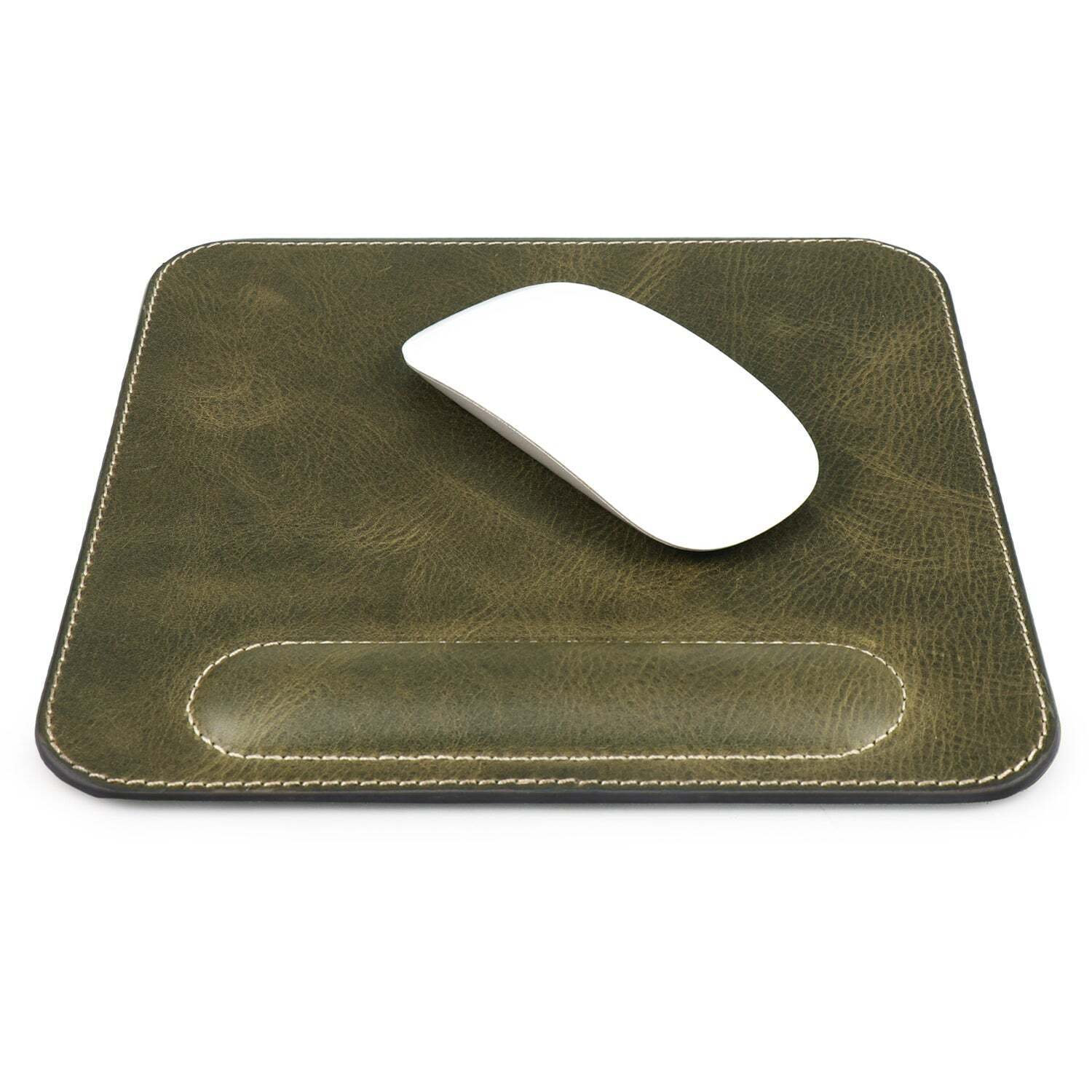 Personalized Top Grain Leather Mouse Pad with Wrist Rest Genuine Leather Mouspad