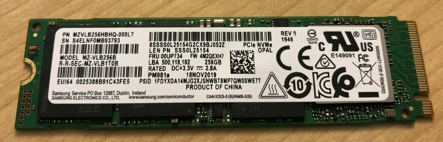 NEW Samsung PM981a 256GB 3D TLC PCIe NVMe SSD,m2 970 EVO 250GB M.2 2280 HDD d