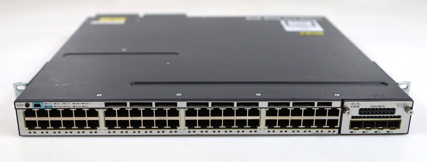 Cisco Catalyst 3750X WS-C3750X-48PF-L V05 48x Port POE+ Switch w/ 2x PSU