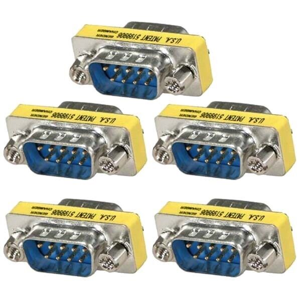 5x DB9 D-SUB 9 Pin RS232 Serial Male to Male Mini Gender Changer Coupler Adapter