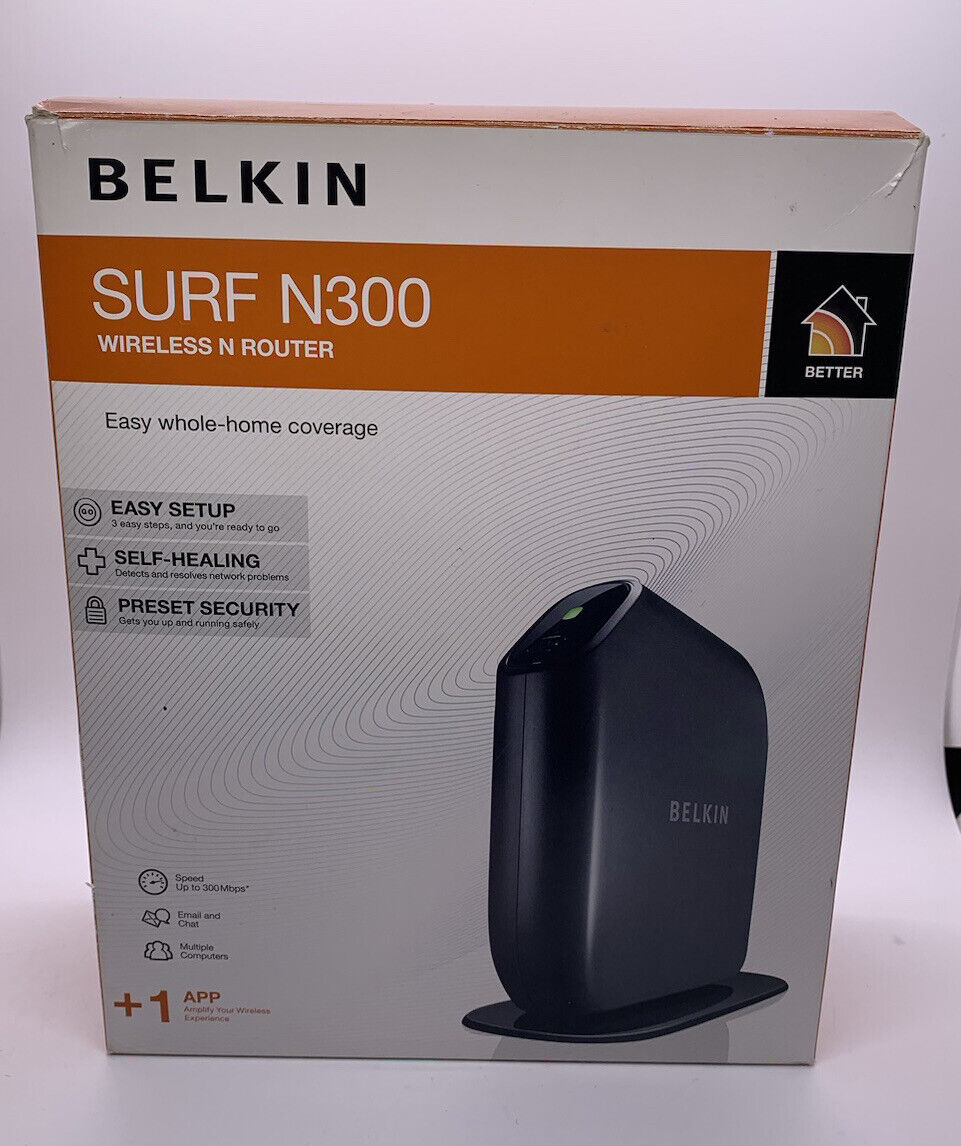 Belkin Surf N300 Wireless Router 4 10/100 Port 300 Mbps F7D2301 v1 Ethernet N560