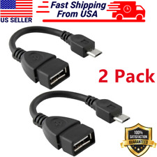 2 Pcs Micro USB B Male to USB A Female OTG Adapter Converter Cable For Android picture