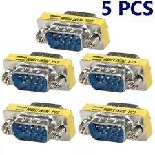 5x DB9 D-SUB 9 Pin RS232 Serial Male to Male Mini Gender Changer Coupler Adapter picture
