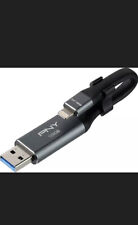 PNY - Duo-Link On-the-Go 128GB USB 3.0, Apple Lightning Flash Drive - Metal gray picture