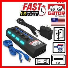 USB 3.0 Hub Charger Switch Splitter Powered AC Adapter 4-Port PC Laptop Desktop picture